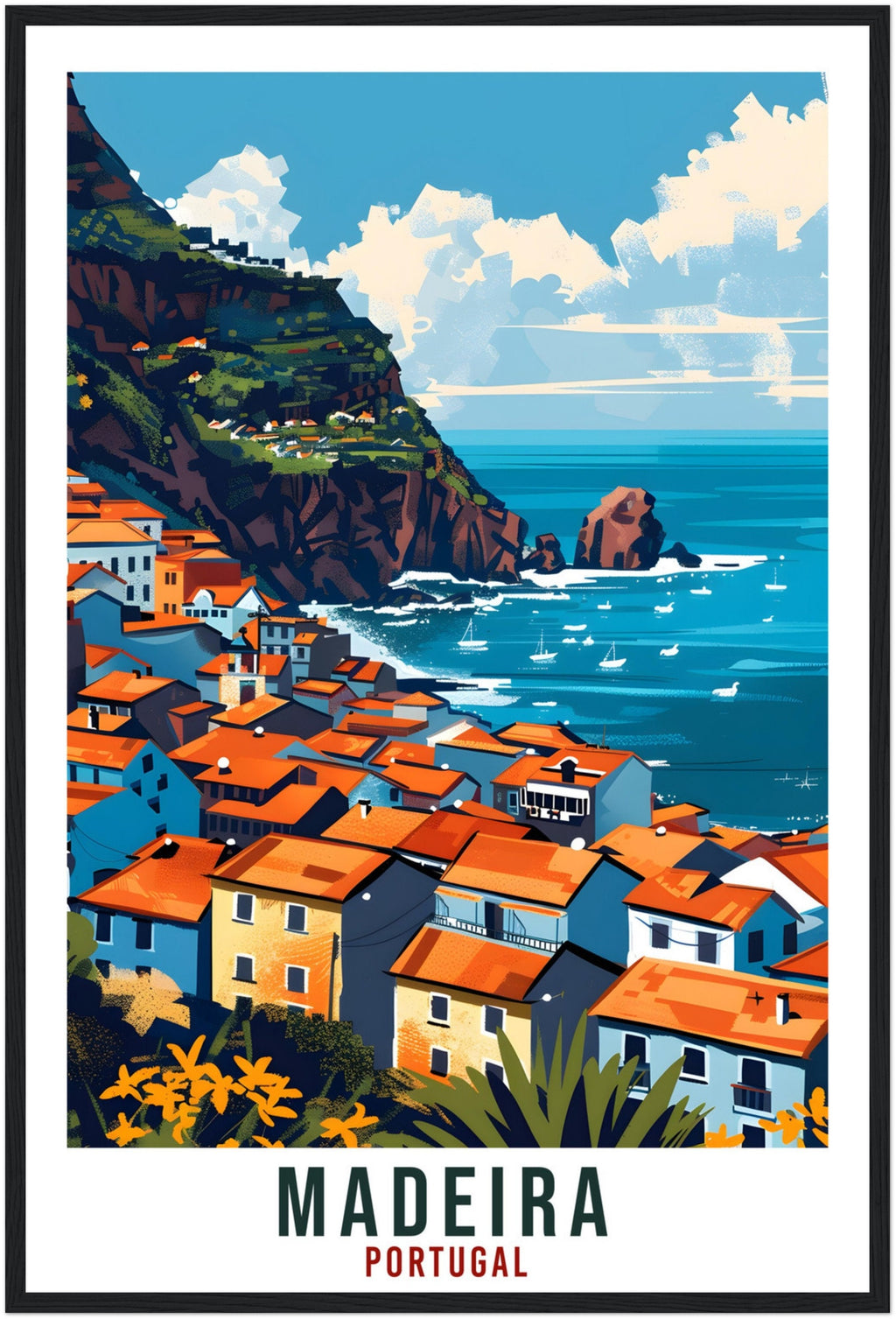 Madeira Travel Print Portugal Wall Art Wall Hanging Home Décor Madeira Gift Portugal Landmark Artwork Gift Portugal Madeira Travel Poster