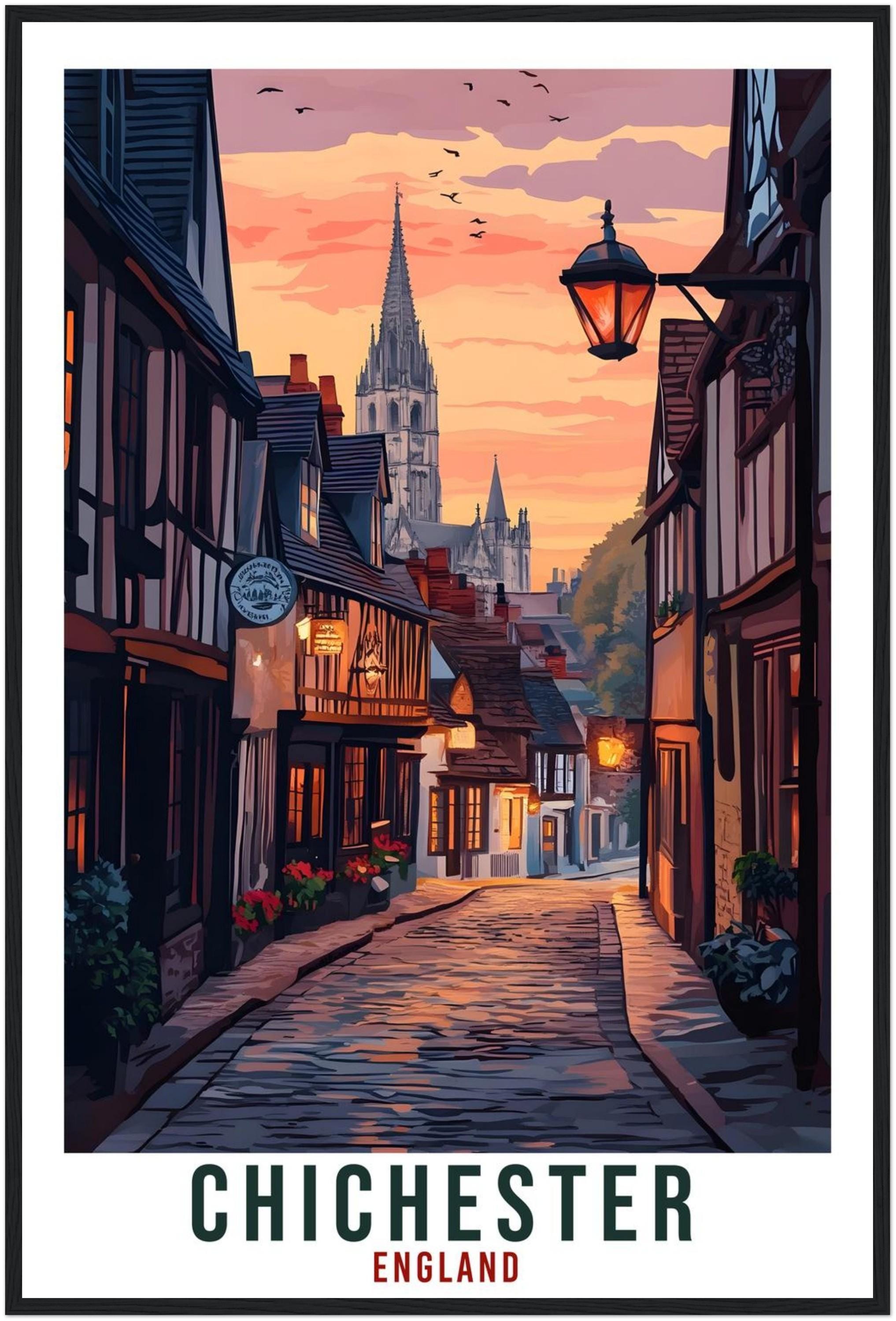 Chichester Travel Print England Decor Chichester Wall Art Gift Wall Hanging Art Lover Chichester England Artwork Travel Poster Travel Art