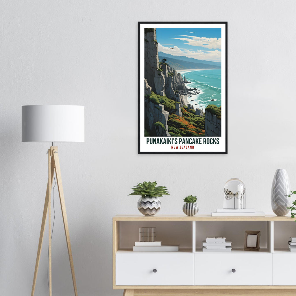 Punakaiki Pancake Rocks Travel Print Wall Art Punakaiki New Zealand Wall Hanging Artwork Punakaiki Travel Poster New Zealand Art Lovers Gift