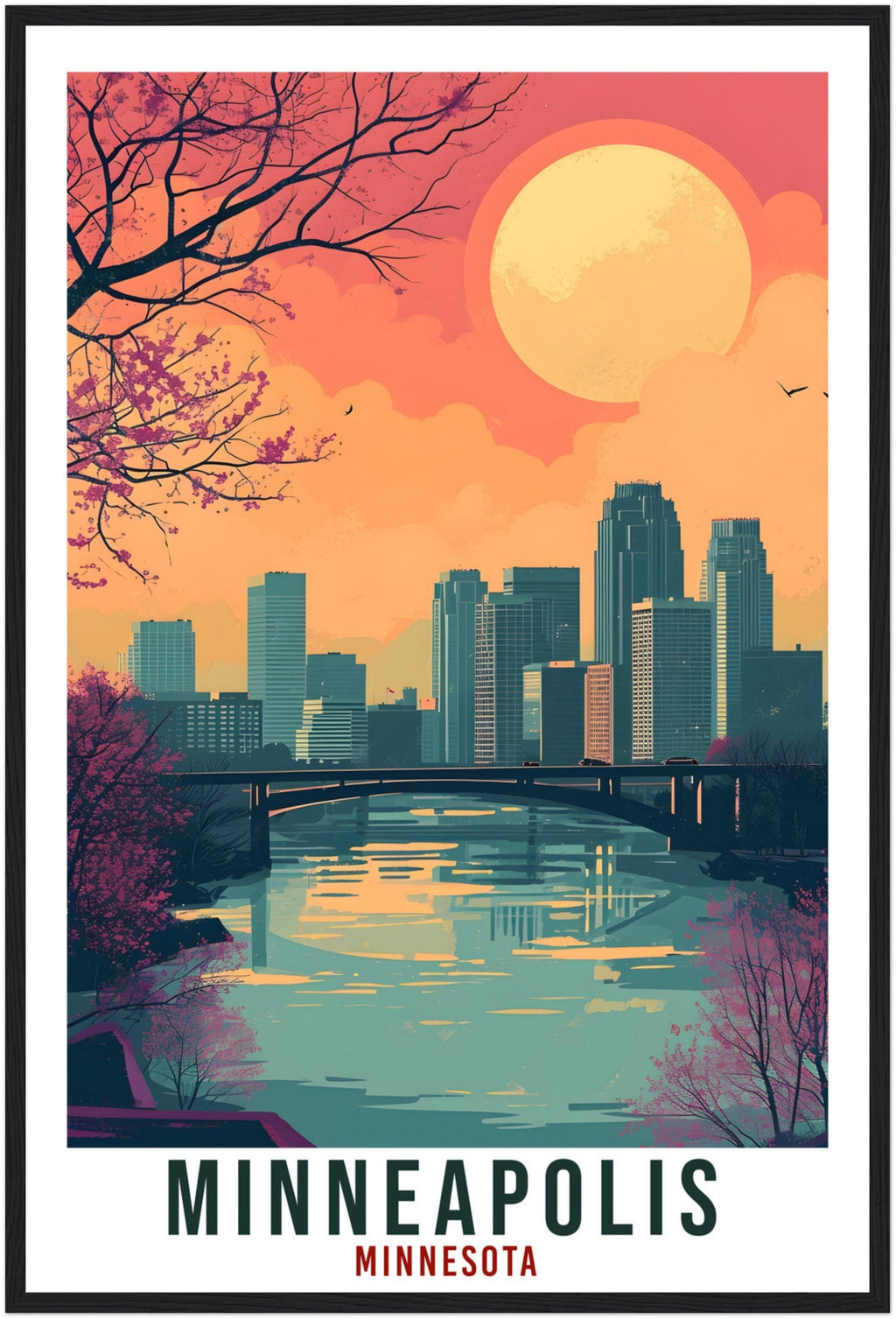 Minneapolis Travel Print Minnesota Home Decoration USA City Wall Art Gift Wall Hanging Art Lover Minnesota Artwork Minneapolis Travel Poster