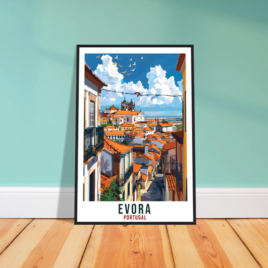 Evora Travel Print Portugal Wall Art Wall Hanging Home Décor Evora Gift Portugal Landmark Artwork Gift Evora Portugal Holiday Travel Poster
