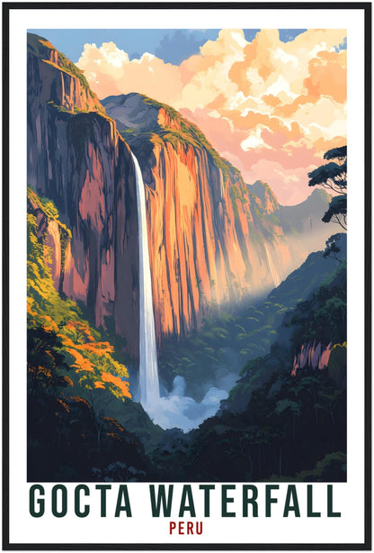 Gocta Waterfall Travel Print Peru Home Decor Wall Art Gift Wall Hanging Art Lover Gocta Waterfall Peruvian Artwork Travel Poster Travel Art