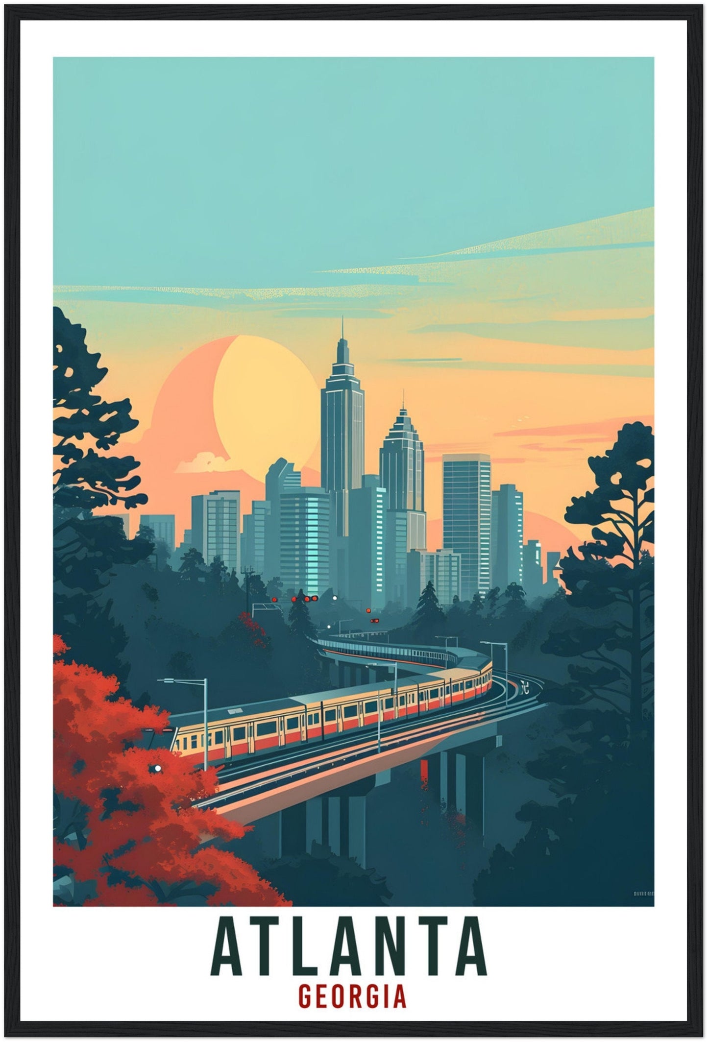 Atlanta Travel Print Georgia Home Decoration USA Cityscape Wall Art Gift Wall Hanging Art Lover Georgia Artwork Atlanta Travel Poster