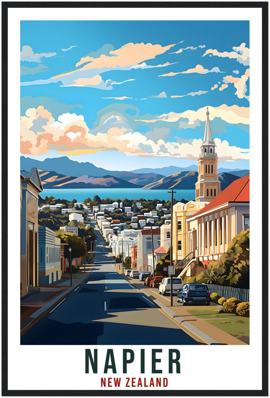 Napier Travel Print Wall Art Napier New Zealand Home Decor Artwork Napier Art Gifts Napier Travel Poster New Zealand Art Lovers Gift