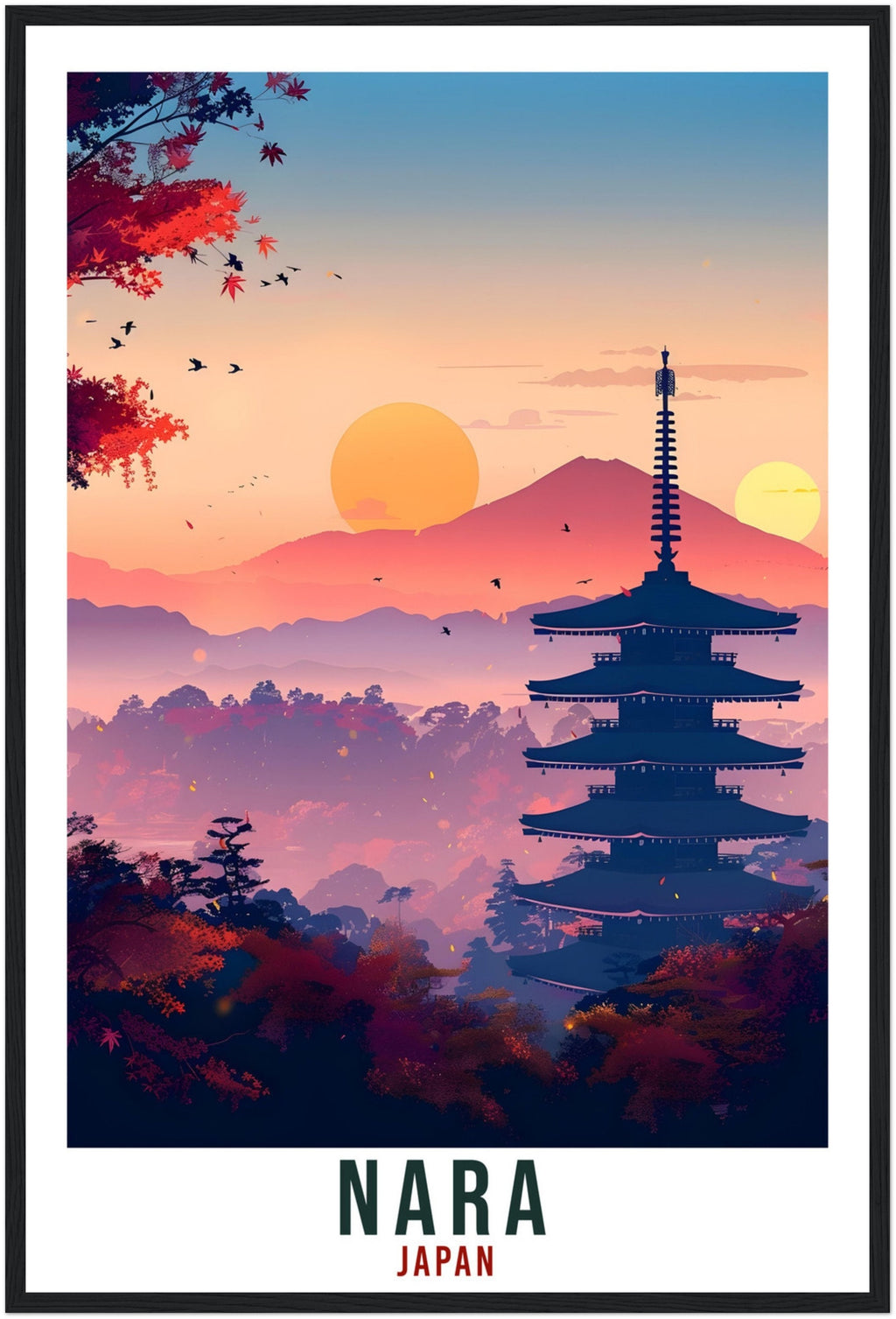 Nara Travel Print Japan Nara Home Decoration Wall Art Gift Wall Hanging Art Lover Japanese Artwork Japan Nara Travel Poster Cityscape Print