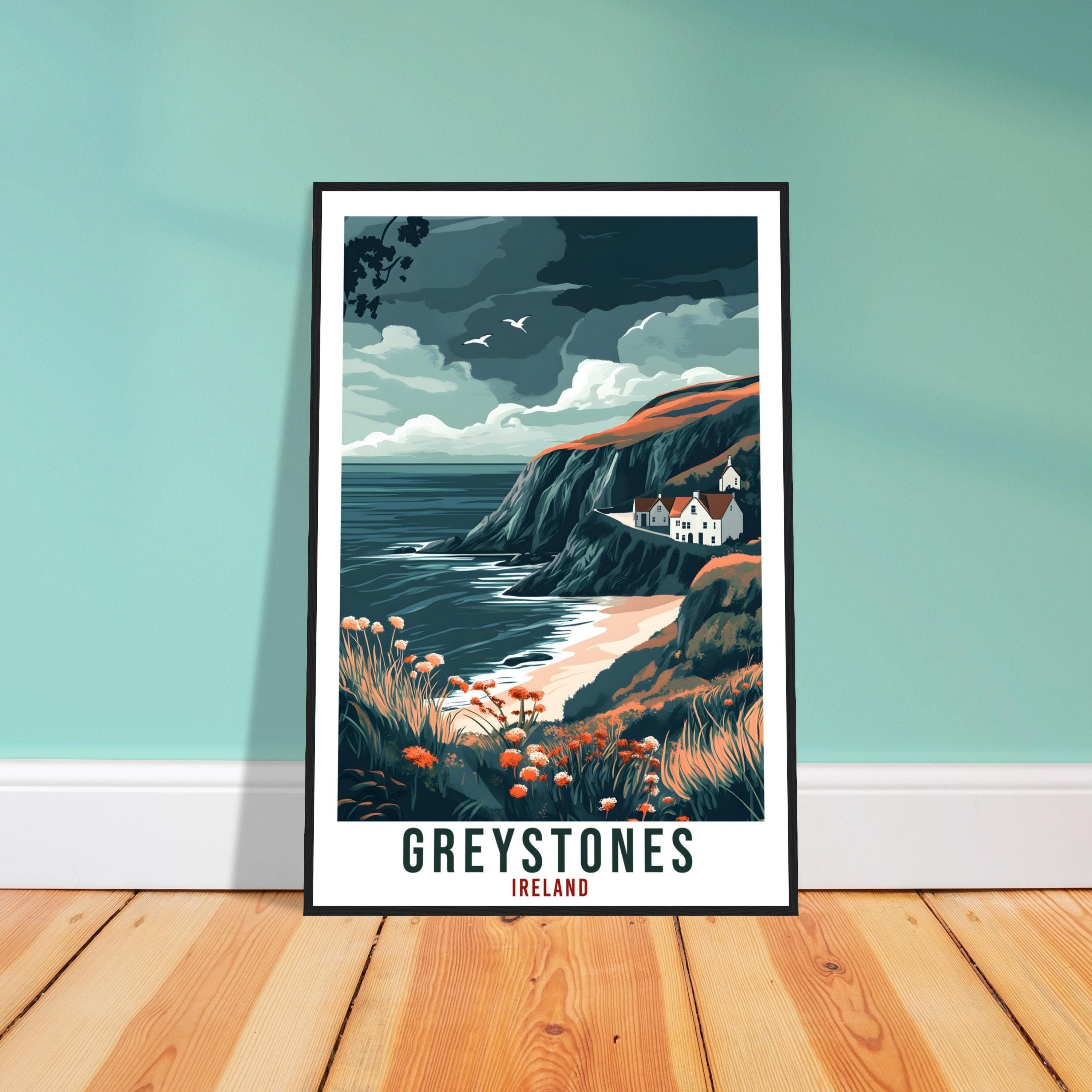 Greystones Travel Print Ireland Home Decor Greystones Wall Art Wall Hanging Art Lover Irish Artwork Travel Poster Greystones Ireland Travel