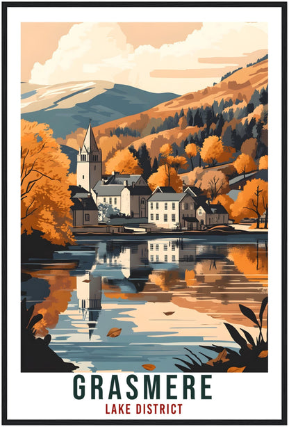 Grasmere Travel Print Lake District Home Decor Grasmere Wall Art Wall Hanging Art Lover Lake District Artwork Travel Poster Cumbria Travel
