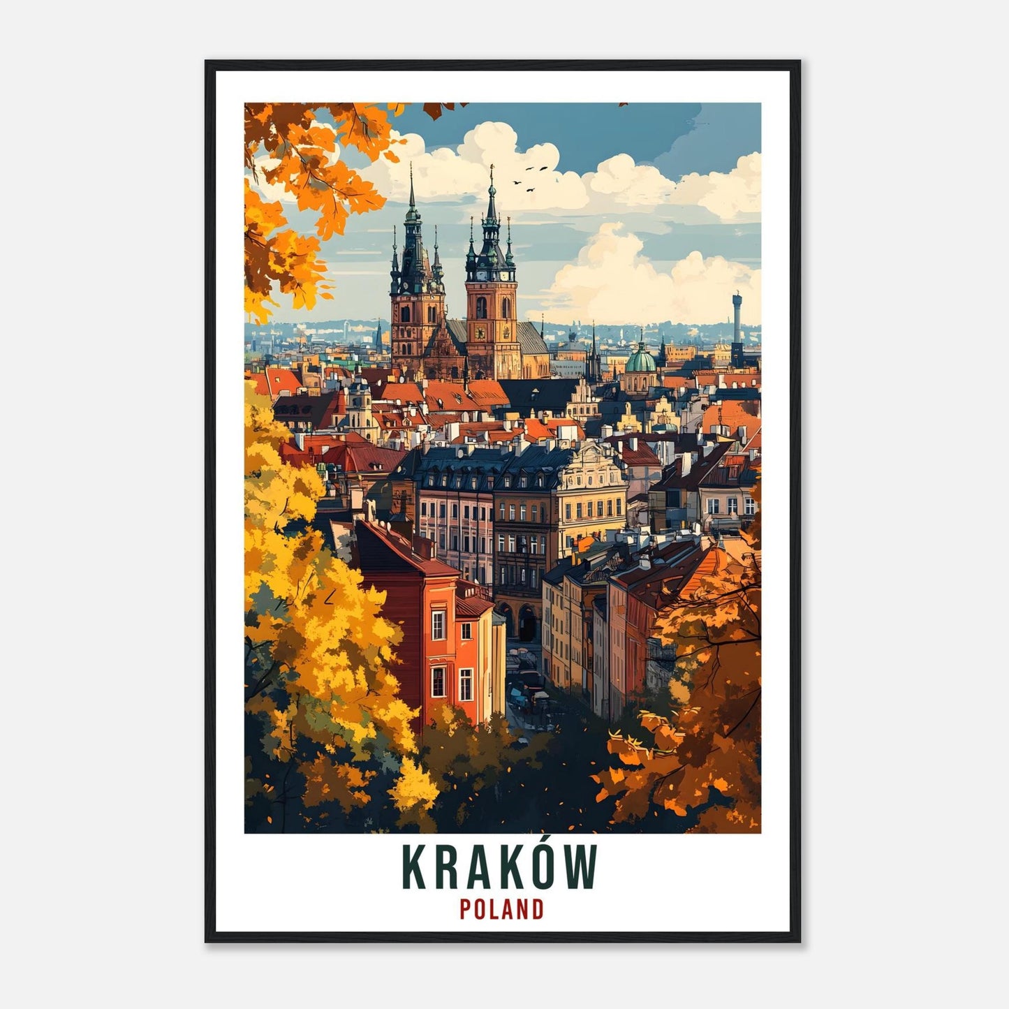 Kraków Travel Print Poland Home Decor Kraków Wall Art Gift Wall Hanging Art Lover Kraków Polish Artwork Travel Poster Poland Travel Art