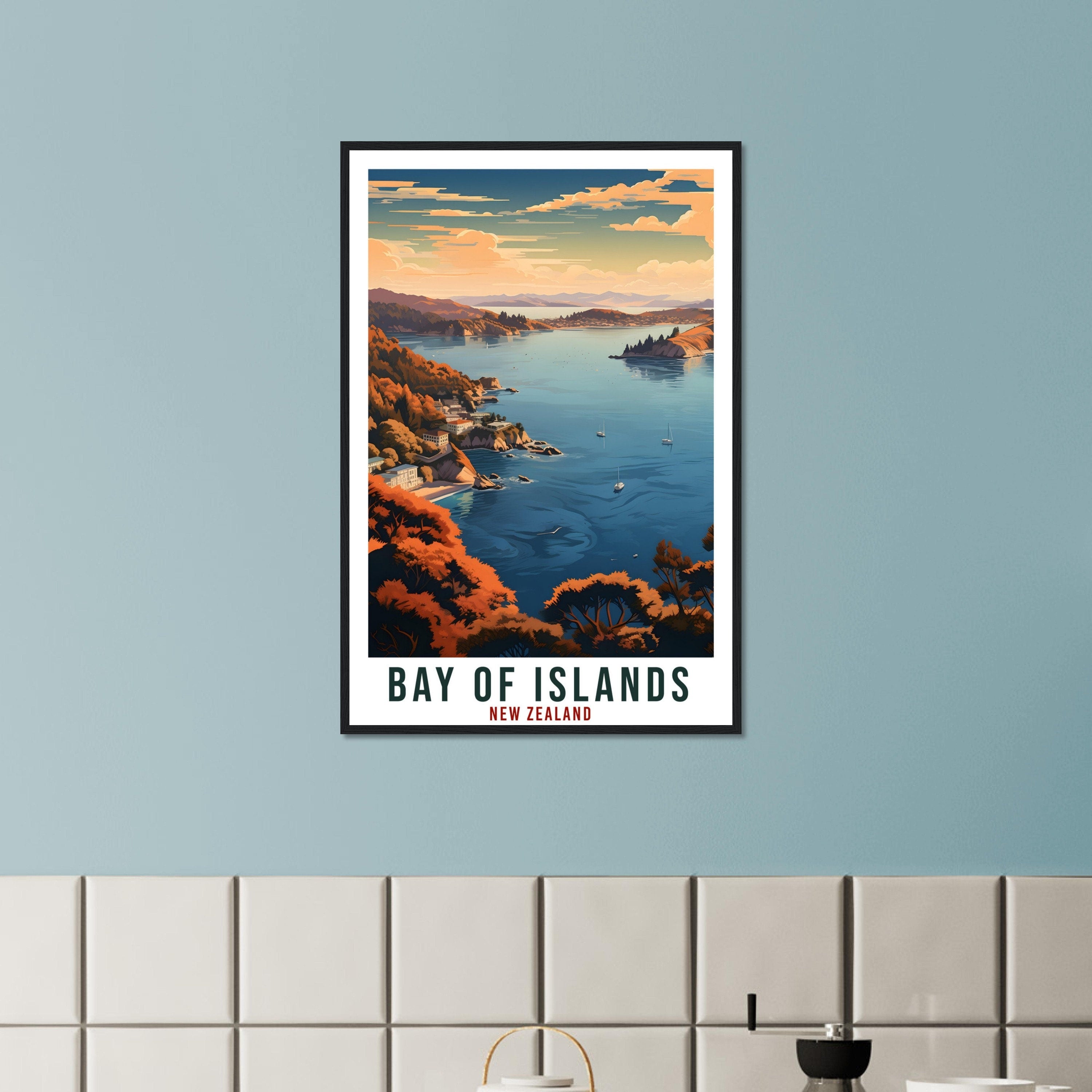 Bay Of Islands Travel Print Wall Art Bay Of Islands New Zealand Decor Artwork Art Gift Bay Of Islands Travel Poster New Zealand Art Lover