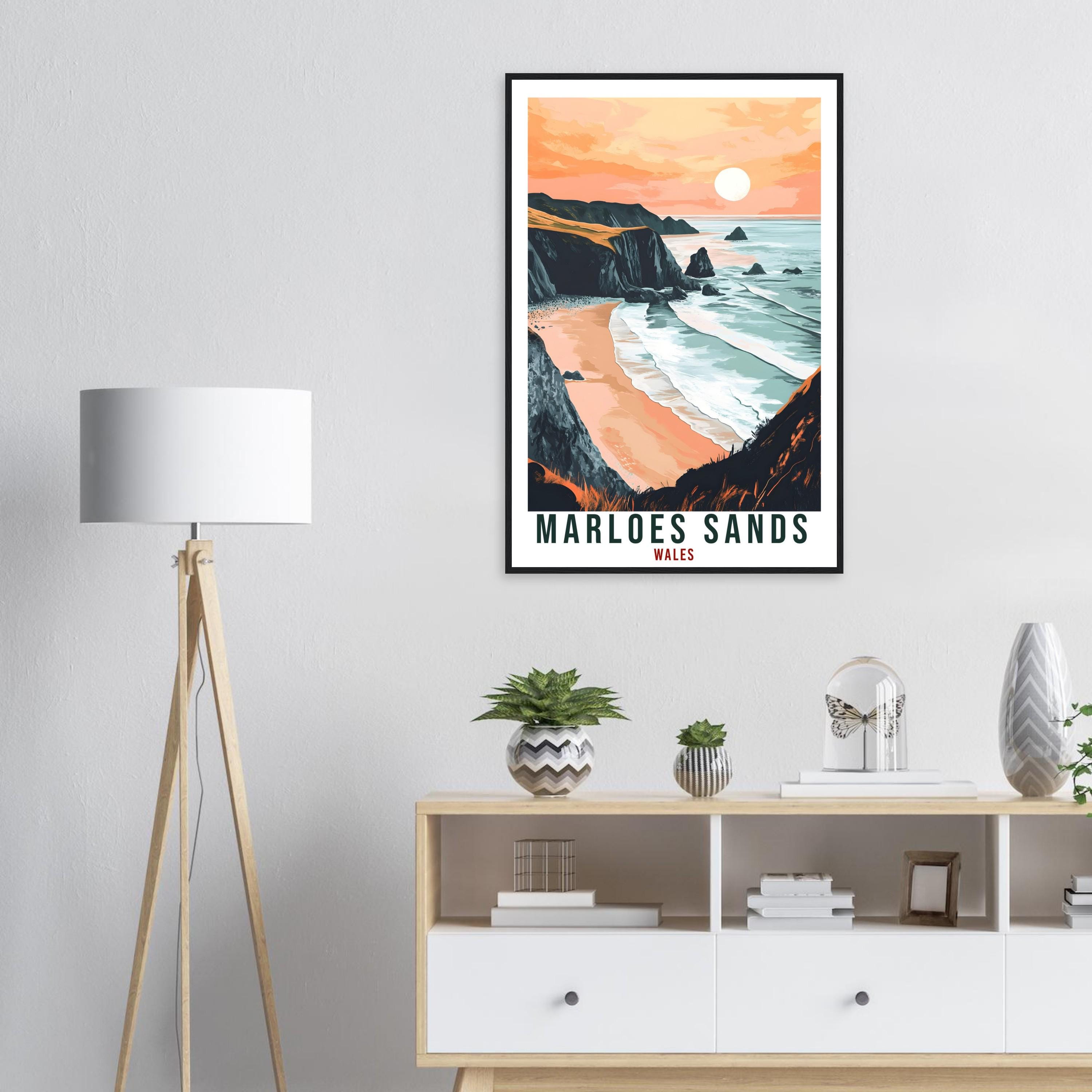 Marloes Sands Travel Print Wales Home Decor Marloes Sands Wall Art Wall Hanging Art Lover Wales Artwork Travel Poster Marloes Sands Art Gift