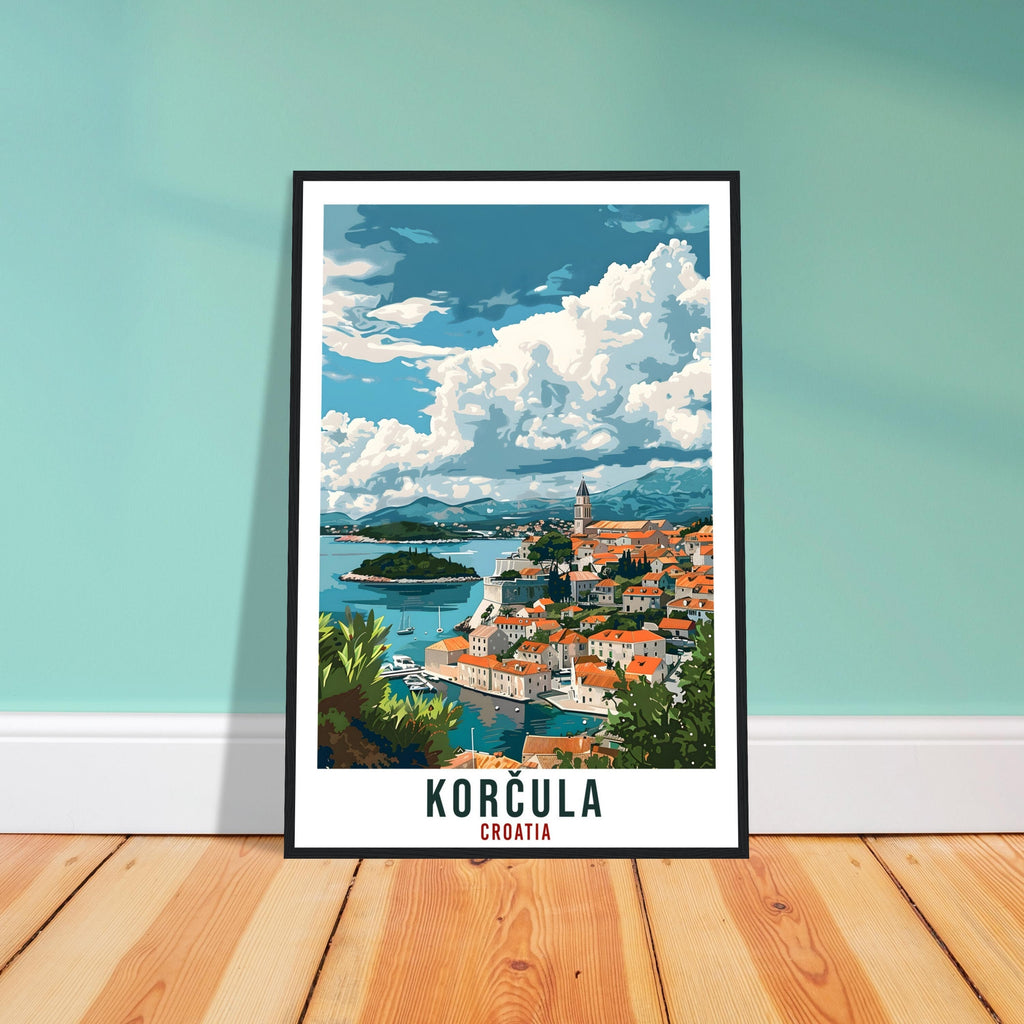 Korčula Travel Print Croatia Wall Art Wall Hanging Home Décor Korčula Gift Croatian Landmark Artwork Gift Croatia Holiday Travel Poster