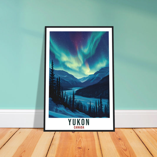 Yukon Travel Print Canada Northern Lights Wall Art Wall Hanging Travel Art Gift Yukon Travel Poster Canada Landscape Artwork Art Lover