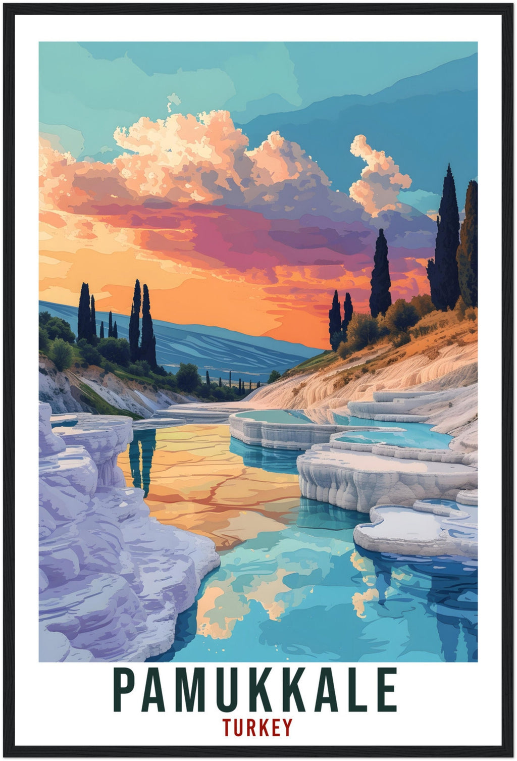 Pamukkale Travel Print Turkey Home Decor Pamukkale Turkish Wall Art Gift Wall Hanging Art Lover Turkey Artwork Pamukkale Travel Poster