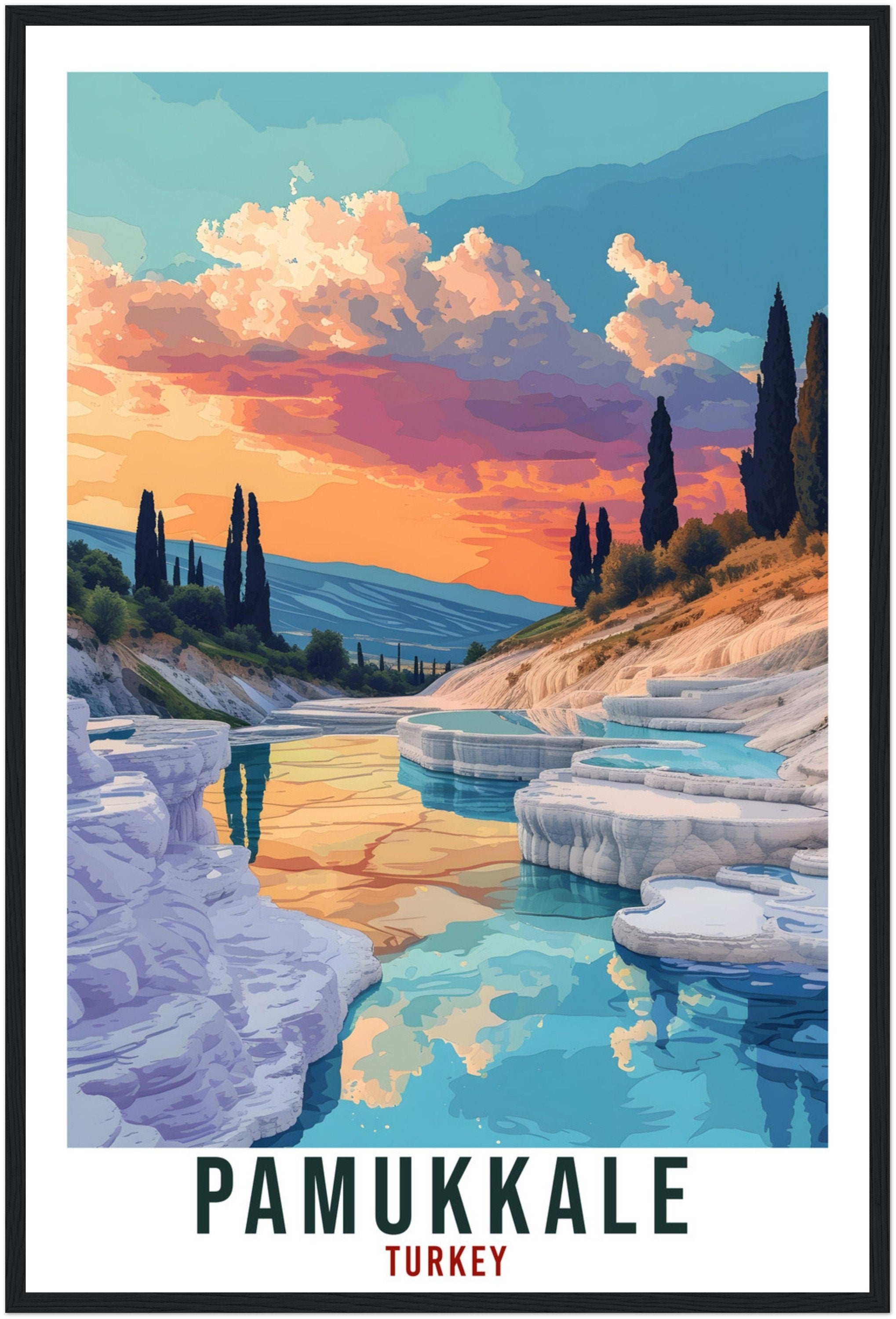 Pamukkale Travel Print Turkey Home Decor Pamukkale Turkish Wall Art Gift Wall Hanging Art Lover Turkey Artwork Pamukkale Travel Poster