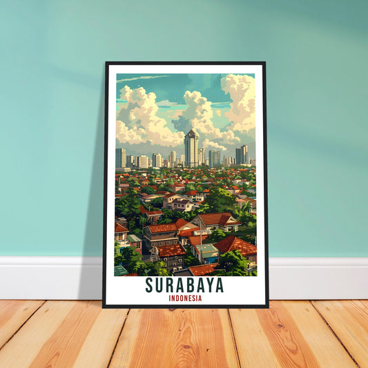 Surabaya Travel Print Wall Art Wall Hanging Home Décor Surabaya Gift Landmark Artwork Travel Art Lovers Indonesia Surabaya Travel Poster