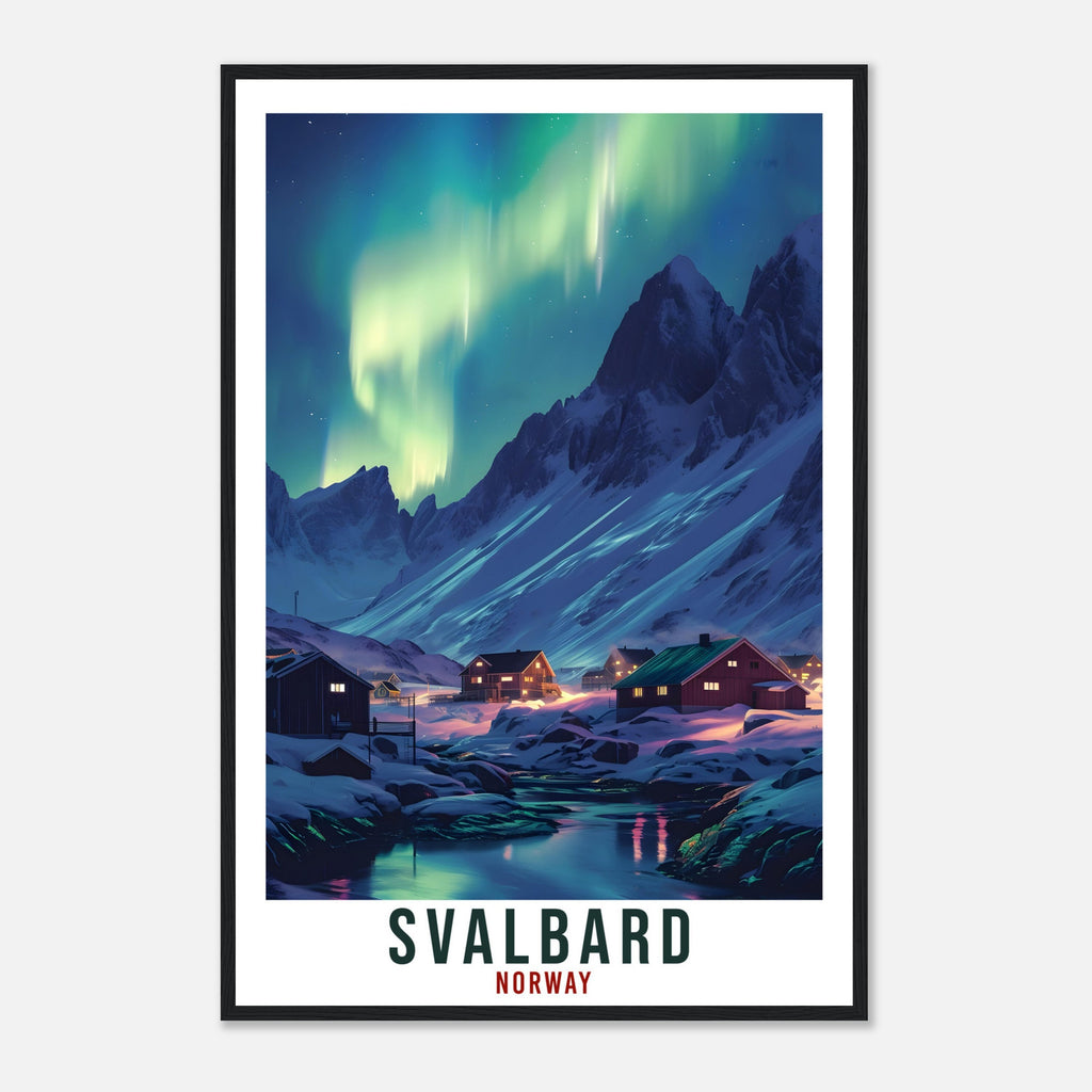 Svalbard Travel Print Winter Northern Lights Wall Art Wall Hanging Travel Art Gift Svalbard Travel Poster Norway Landscape Artwork Art Lover