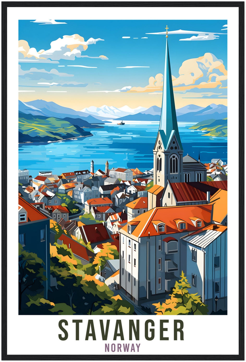 Stavanger Norway Travel Print Stavanger Wall Hanging Norway Arctic Stavanger Travel Poster Northern Norway Wall Art Stavanger Travel Poster