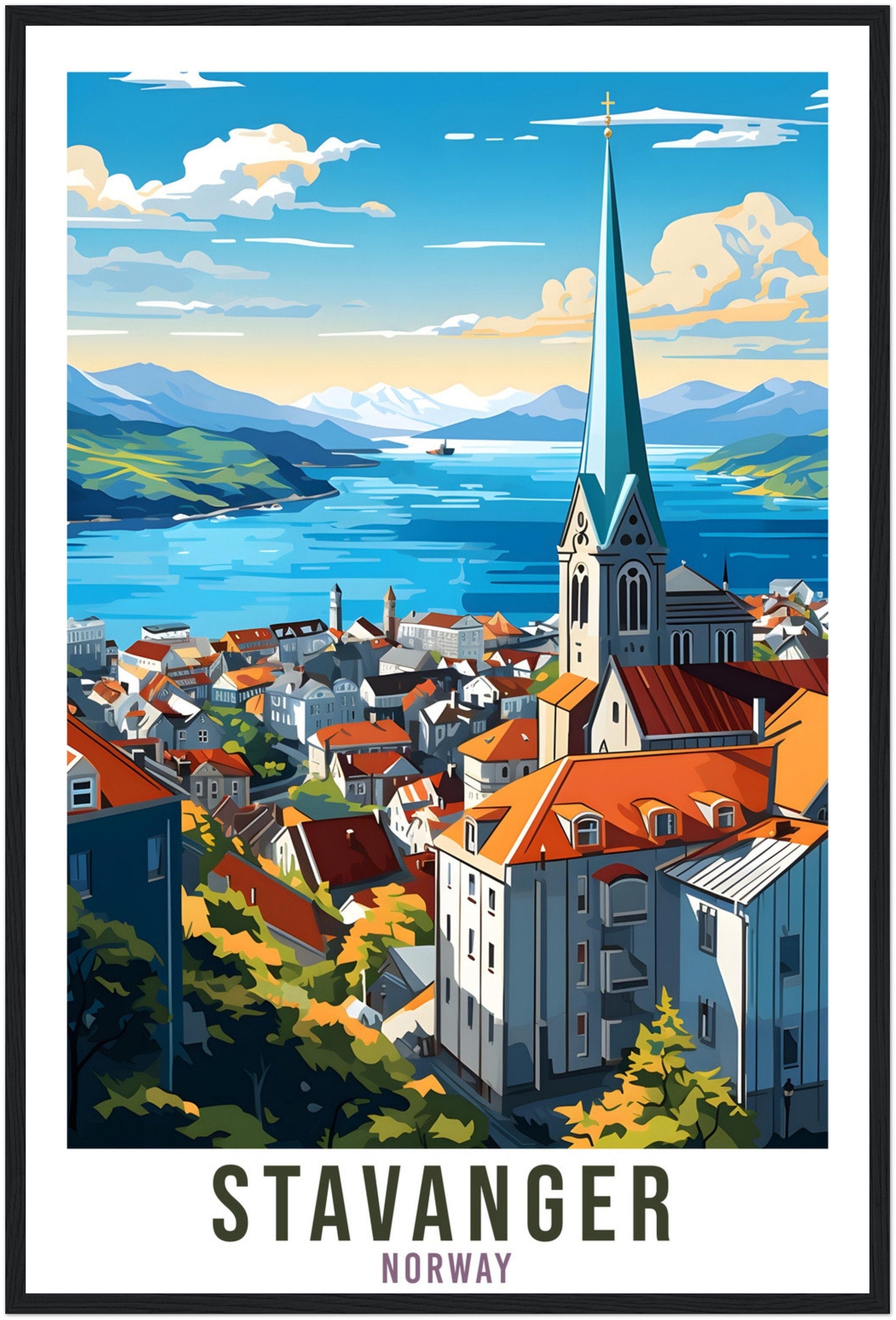 Stavanger Norway Travel Print Stavanger Wall Hanging Norway Arctic Stavanger Travel Poster Northern Norway Wall Art Stavanger Travel Poster