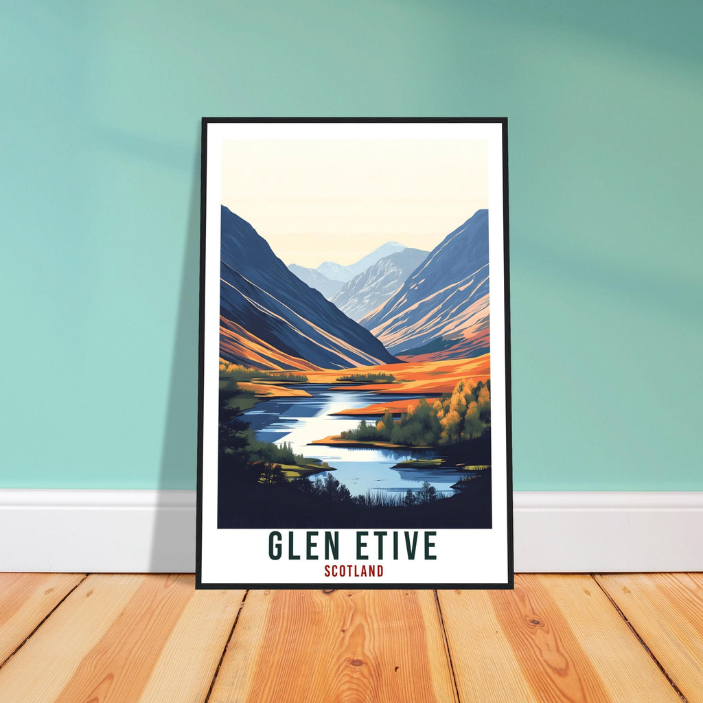 Glen Etive Travel Print Scotland Home Decor Glen Etive Wall Art Wall Hanging Art Lover Scotland Artwork Travel Poster Glen Etive Travel Art