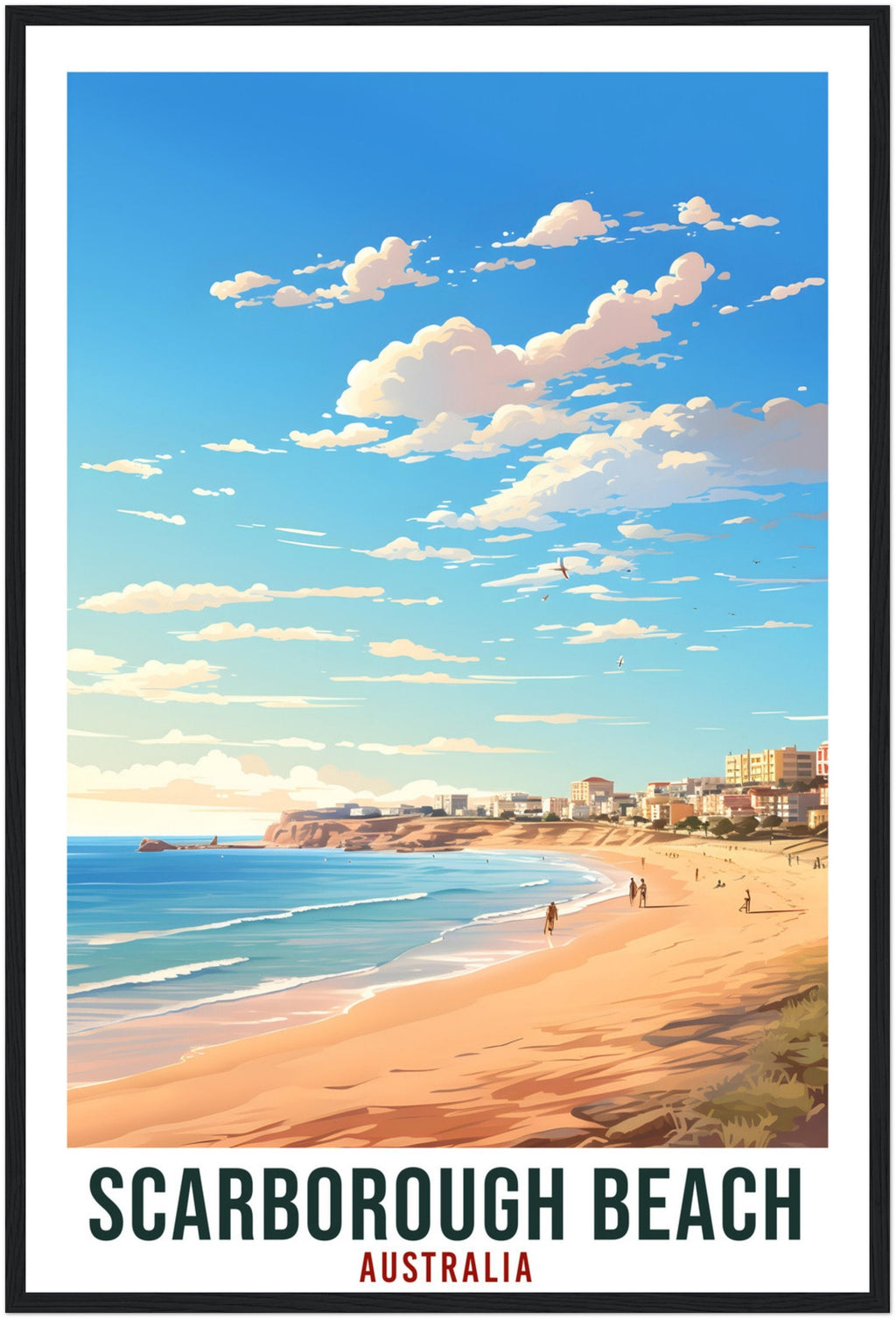 Scarborough Beach Travel Poster Wall Art Scarborough Australia Home Décor Artwork Art Gifts Travel Print Australian Beach Art Lovers Gift