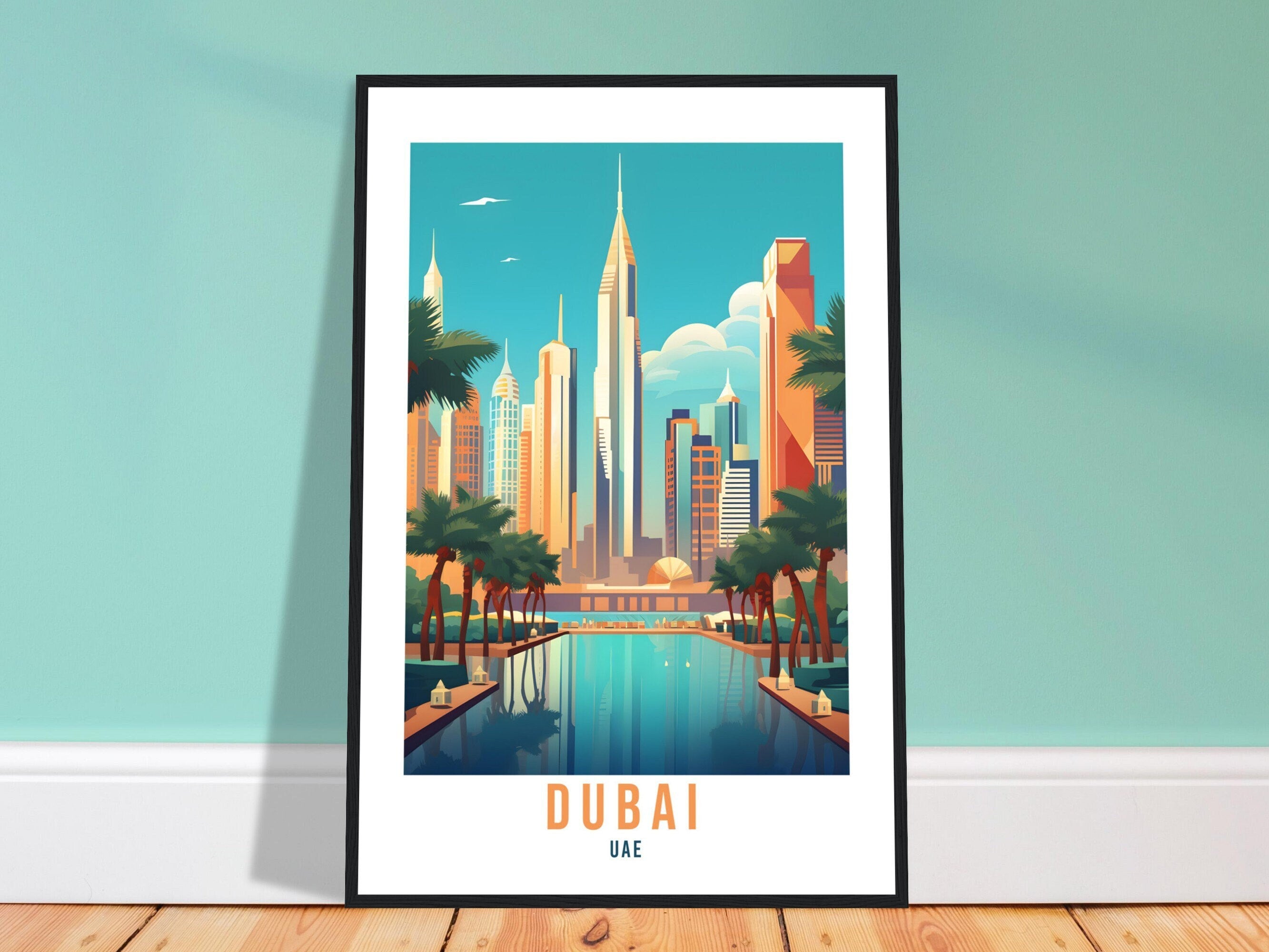 Dubai Travel Print United Emirates Wall Art Wall Hanging Dubai Gift Holiday Print Vacation Art Print Dubai Art Travel Gift UAE Travel Poster