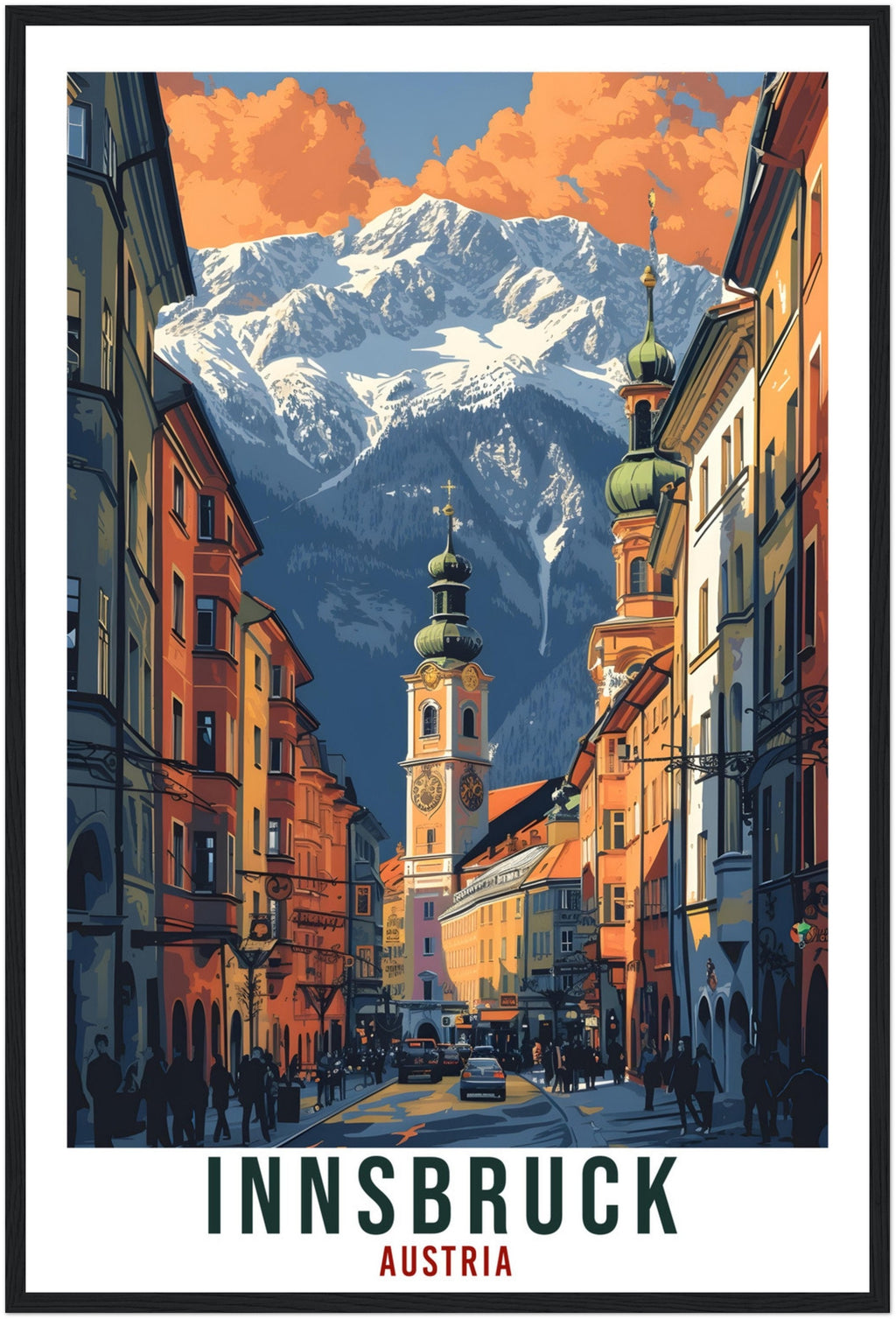 Innsbruck Travel Print Austria Home Decor Innsbruck Austrian Wall Art Gift Wall Hanging Art Lover Austria Artwork Innsbruck Travel Poster