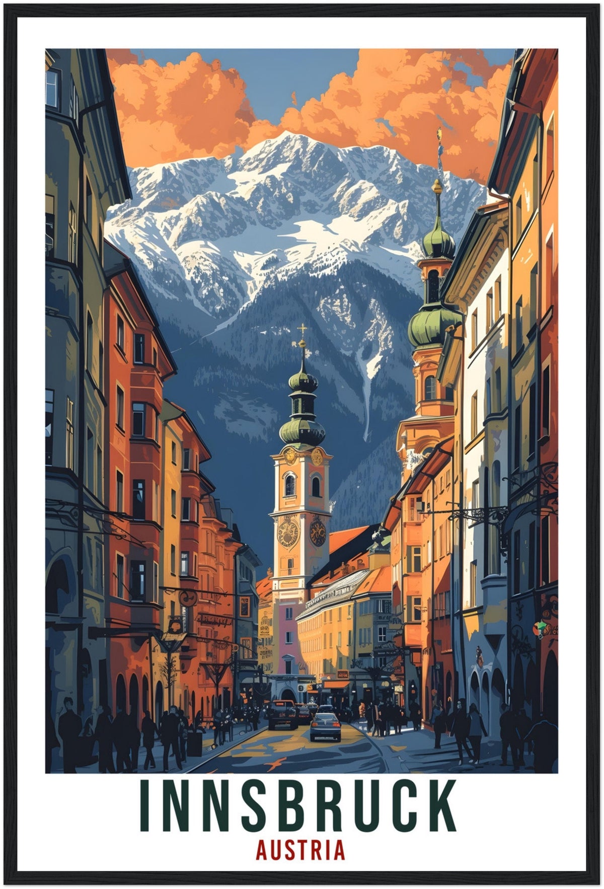 Innsbruck Travel Print Austria Home Decor Innsbruck Austrian Wall Art Gift Wall Hanging Art Lover Austria Artwork Innsbruck Travel Poster