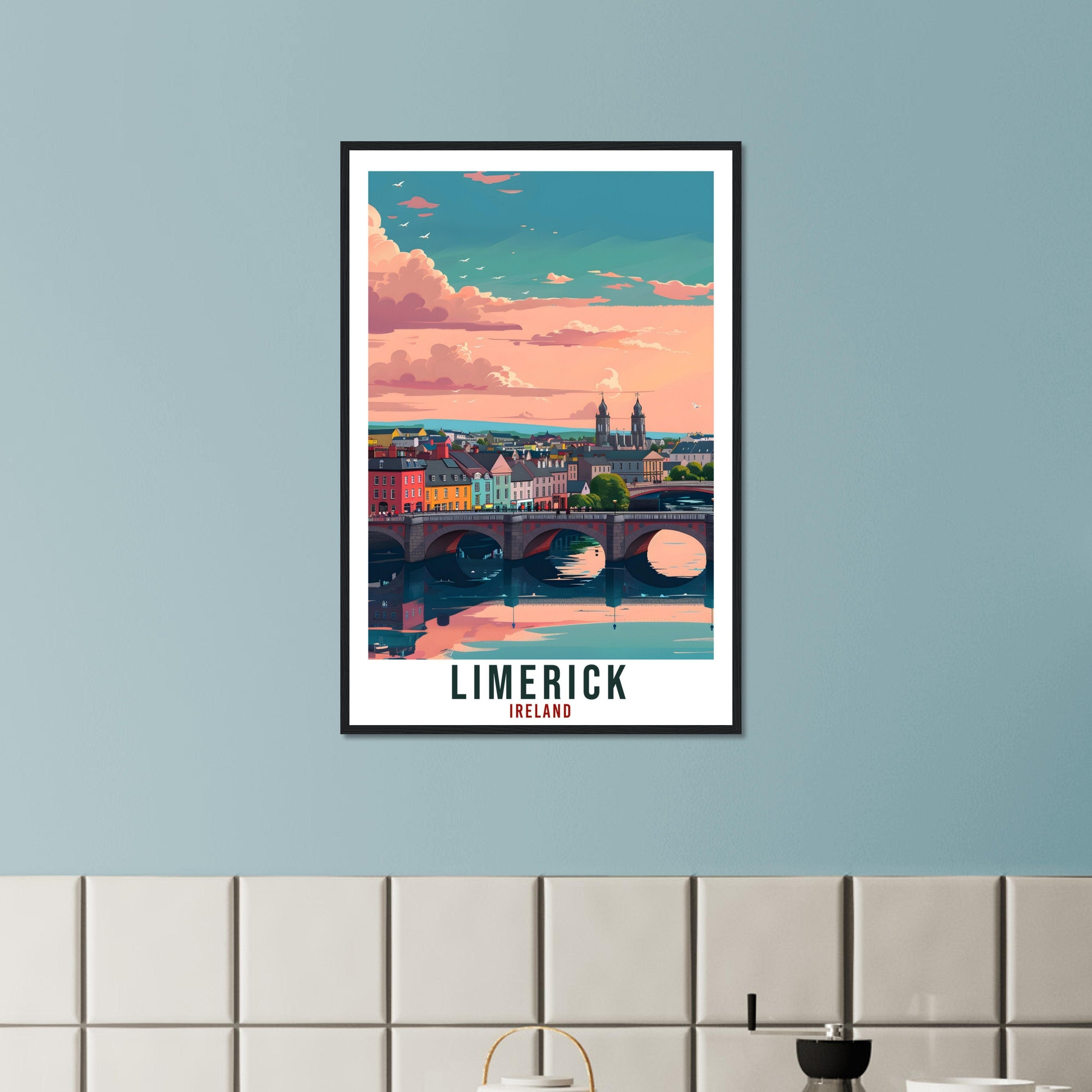 Limerick Travel Print Ireland Wall Art Wall Hanging Home Living Décor Limerick Gift Art Lovers Gift Irish Artwork Gift Ireland Travel Poster