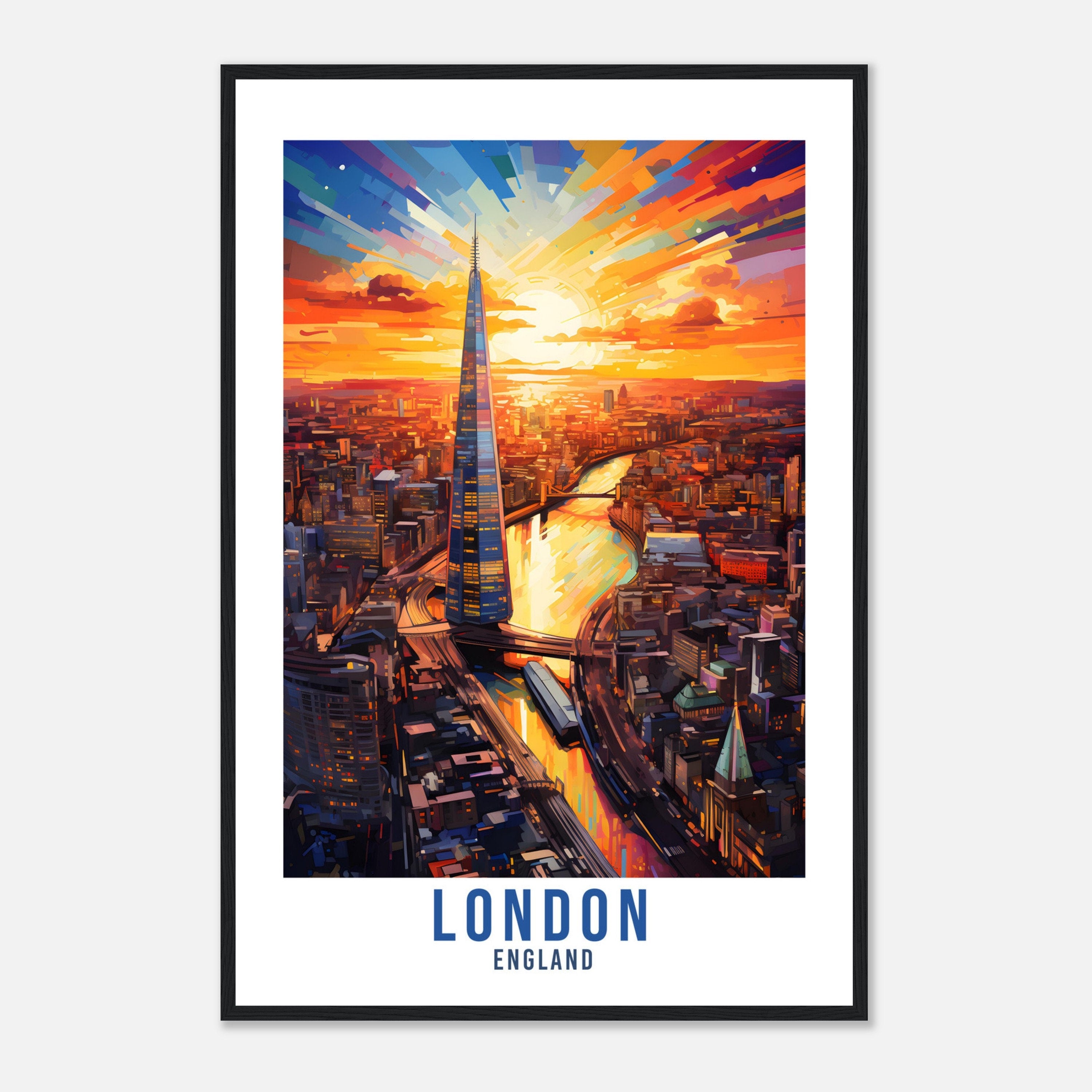 London Travel Print River Thames London Home Decor London Cityscape England Wall Hanging London Artwork Gift London Travel Poster Artwork