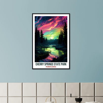 Cherry Springs State Park Travel Print Pennsylvania Northern Lights Wall Art Hanging Travel Art Gift Cherry Springs Travel Poster Artwork