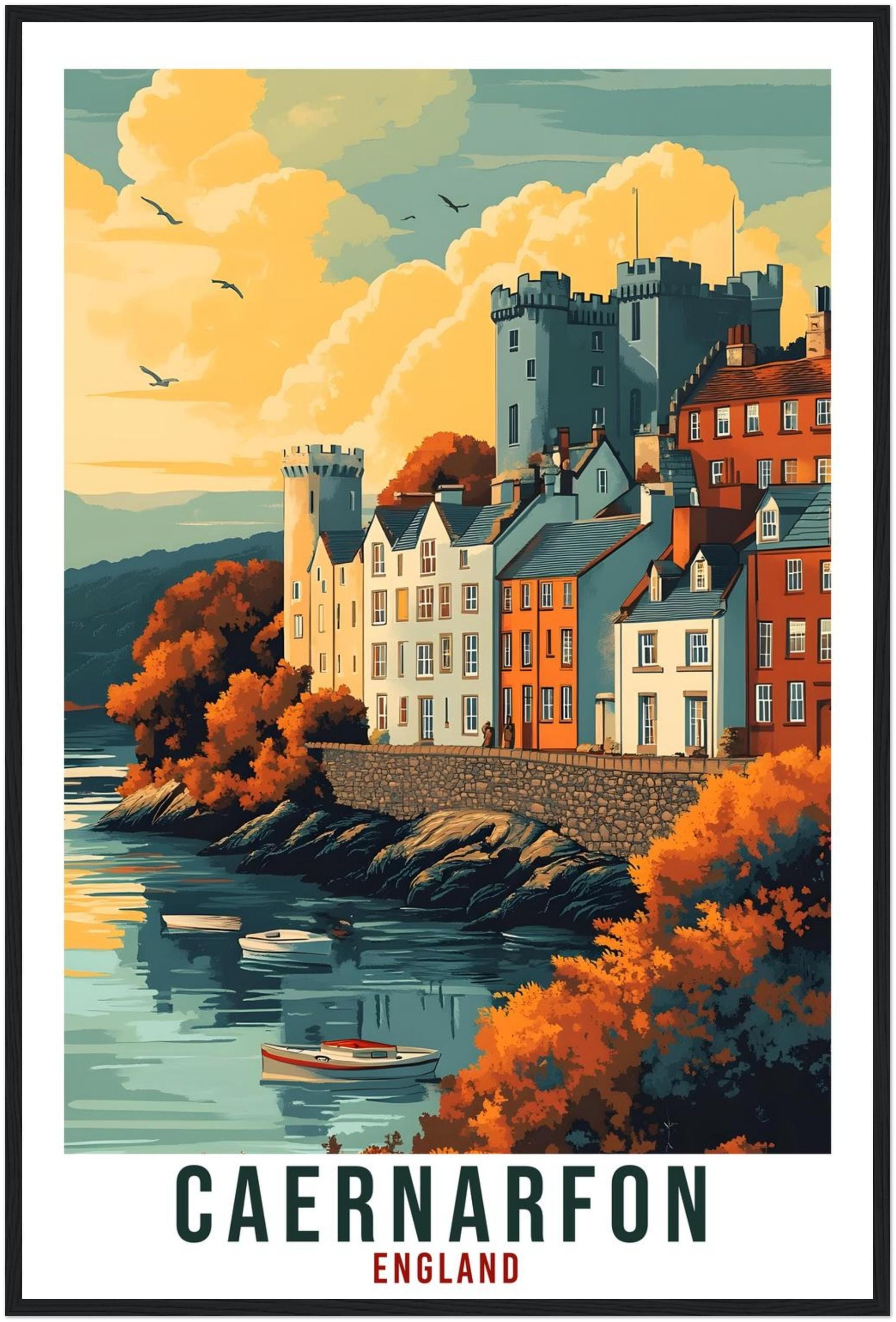 Caernarfon Travel Print Wales Home Decor Caernarfon Wall Art Gift Wall Hanging Art Lover Caernarfon Wales Artwork Travel Poster Travel Art