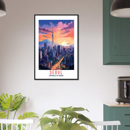 Seoul Travel Poster Artwork Republic Of Korea Wall Art Seoul Wall Hanging South Korea Gift Holiday Print Vacation Print Seoul Travel Gift