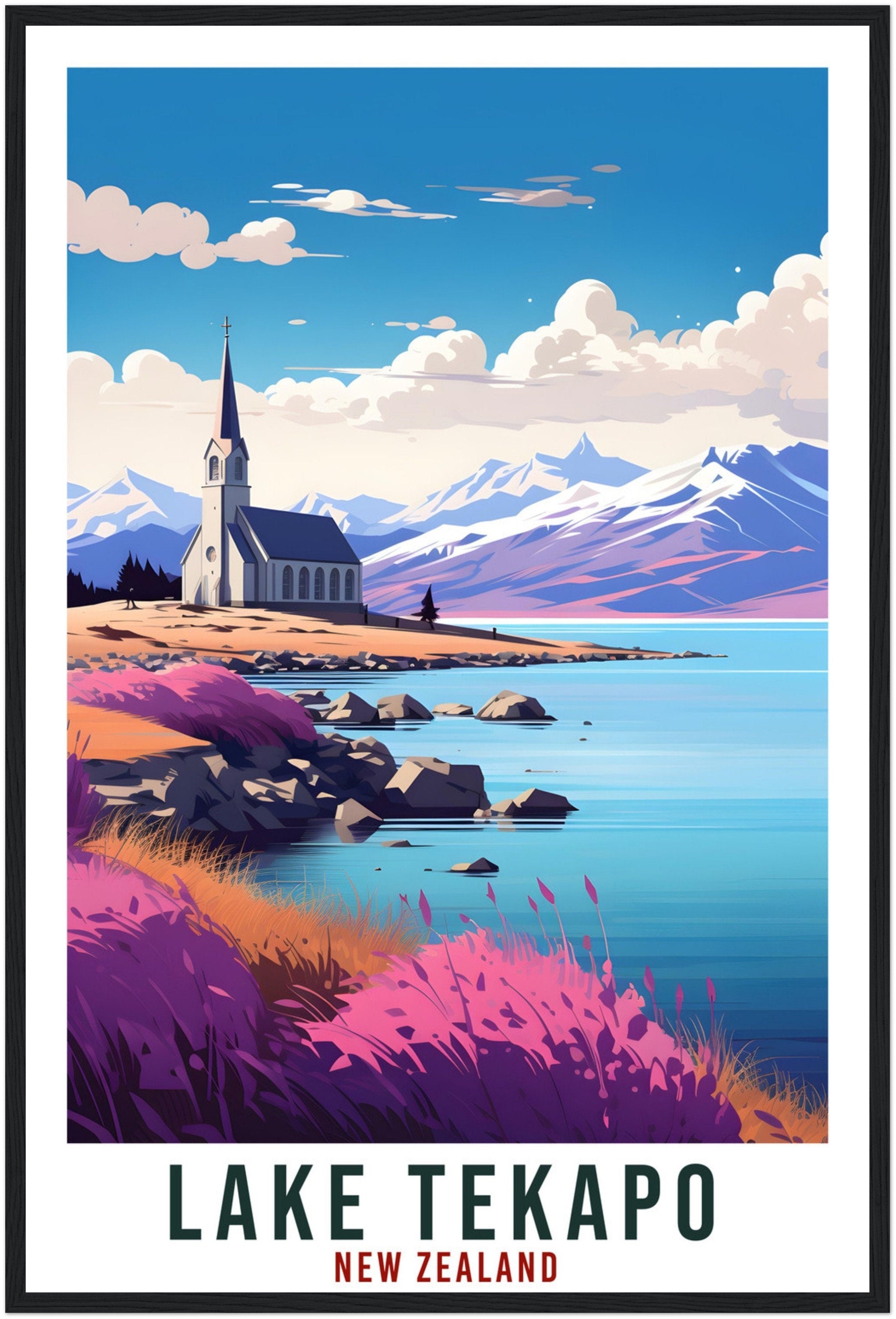 Lake Tekapo Travel Print Wall Art Lake Tekapo New Zealand City Landscape Artwork Tekapo Art Gifts Tekapo Travel Poster New Zealand Art Lover