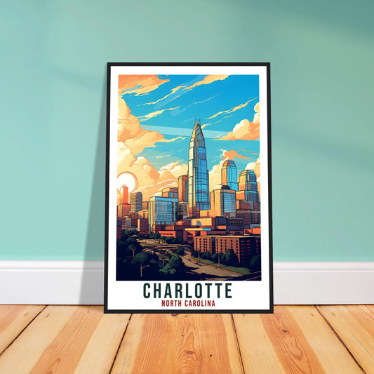 Charlotte Travel Print North Carolina Home Decoration US Wall Art Gift Wall Hanging Art Lover North Carolina Artwork Charlotte Travel Poster