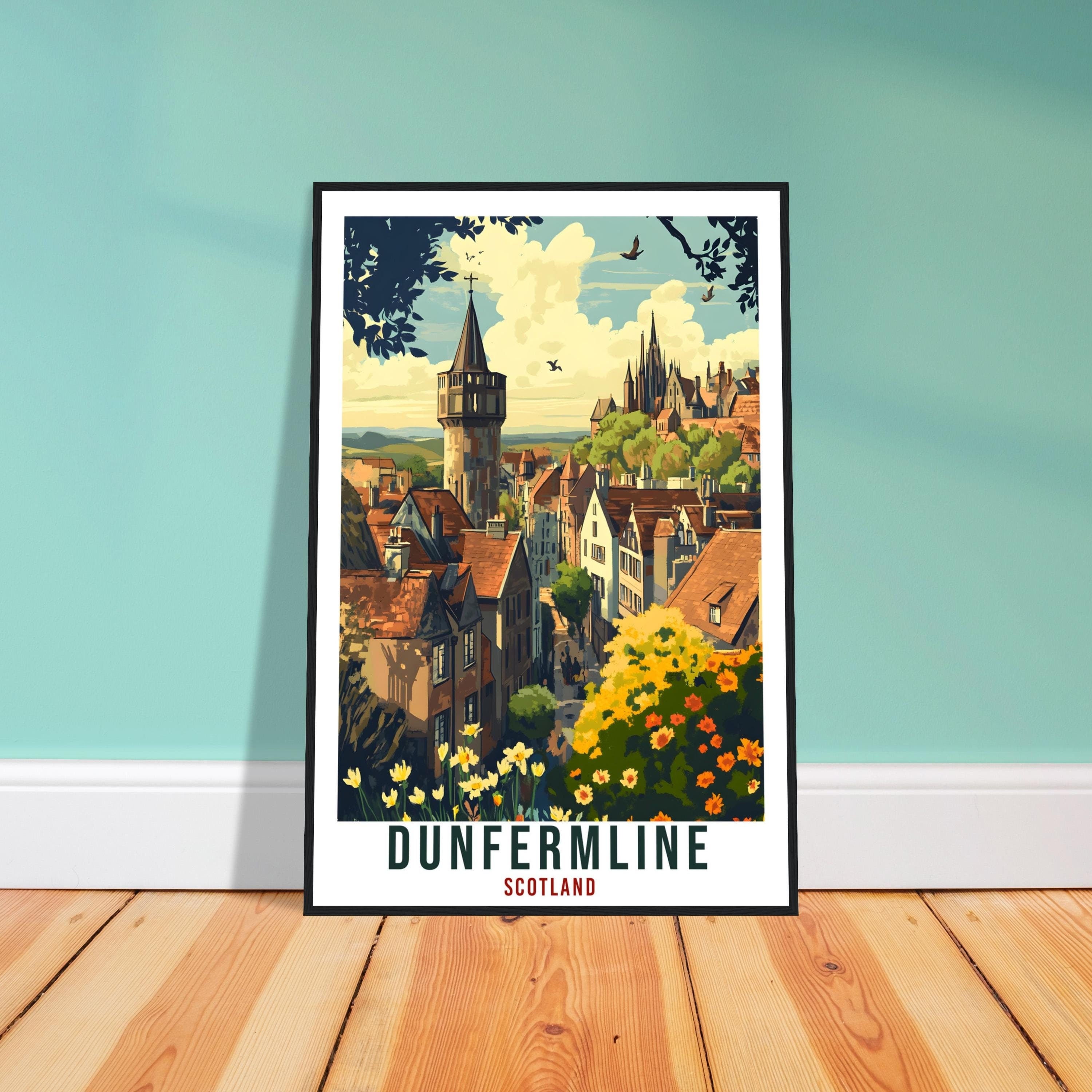 Dunfermline Travel Print Scotland Decor Dunfermline Wall Art Wall Hanging Art Lover Scotland Artwork Travel Poster Dunfermline Travel Art
