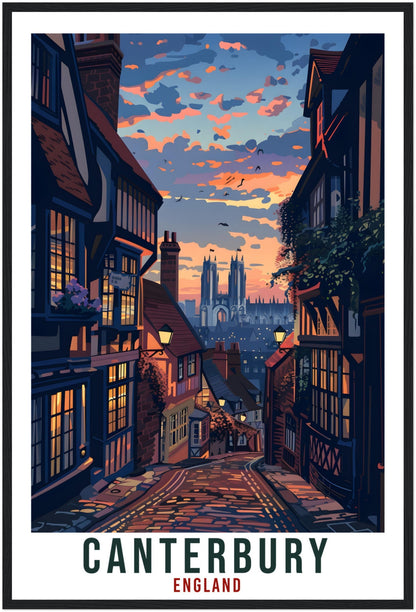Canterbury Travel Print England Home Decoration Wall Art Gift Wall Hanging Art Lover English Artwork England Canterbury Travel Poster Print