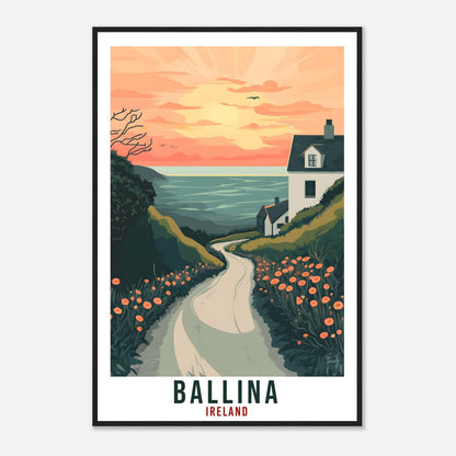 Ballina Travel Print Ireland Home Decor Ballina Wall Art Wall Hanging Art Lover Irish Artwork Travel Poster Ballina Mayo Ireland Travel Art