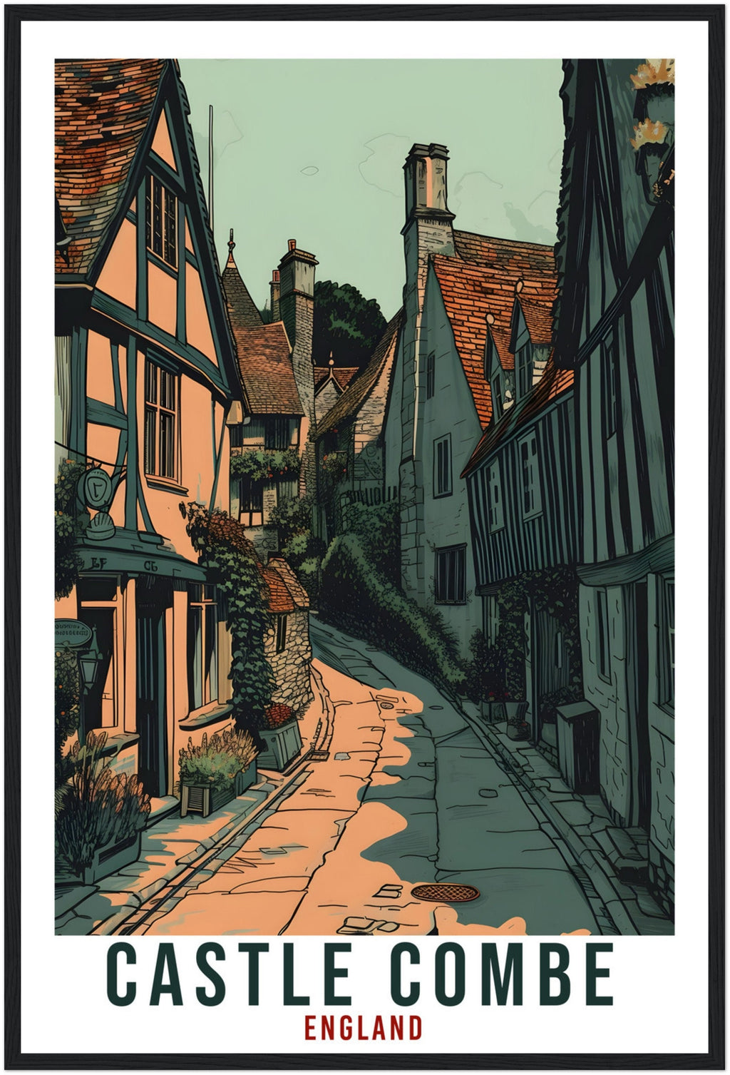 Castle Combe Travel Poster England Wall Art England Wall Hanging Home Décor Gift Art Lovers English Artwork Gift Print Castle Combe Print