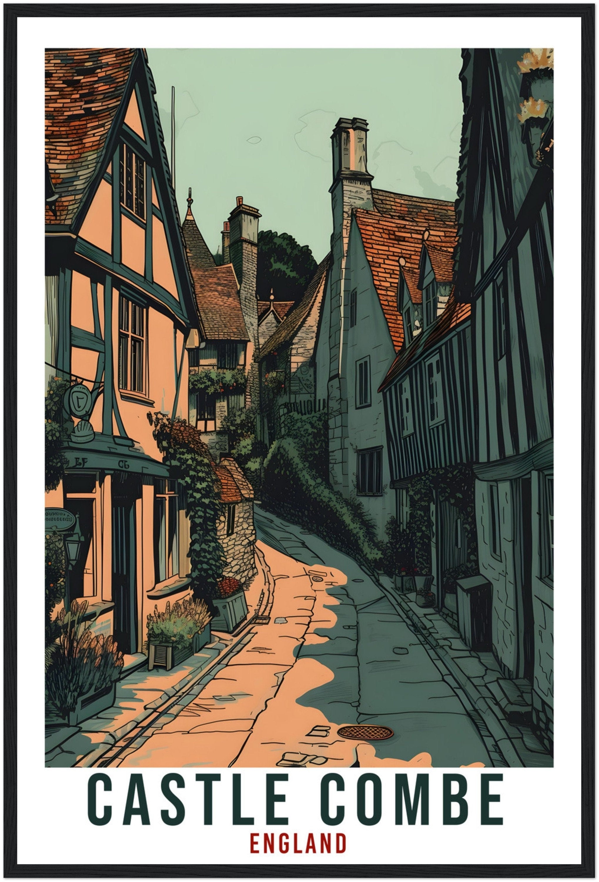 Castle Combe Travel Poster England Wall Art England Wall Hanging Home Décor Gift Art Lovers English Artwork Gift Print Castle Combe Print