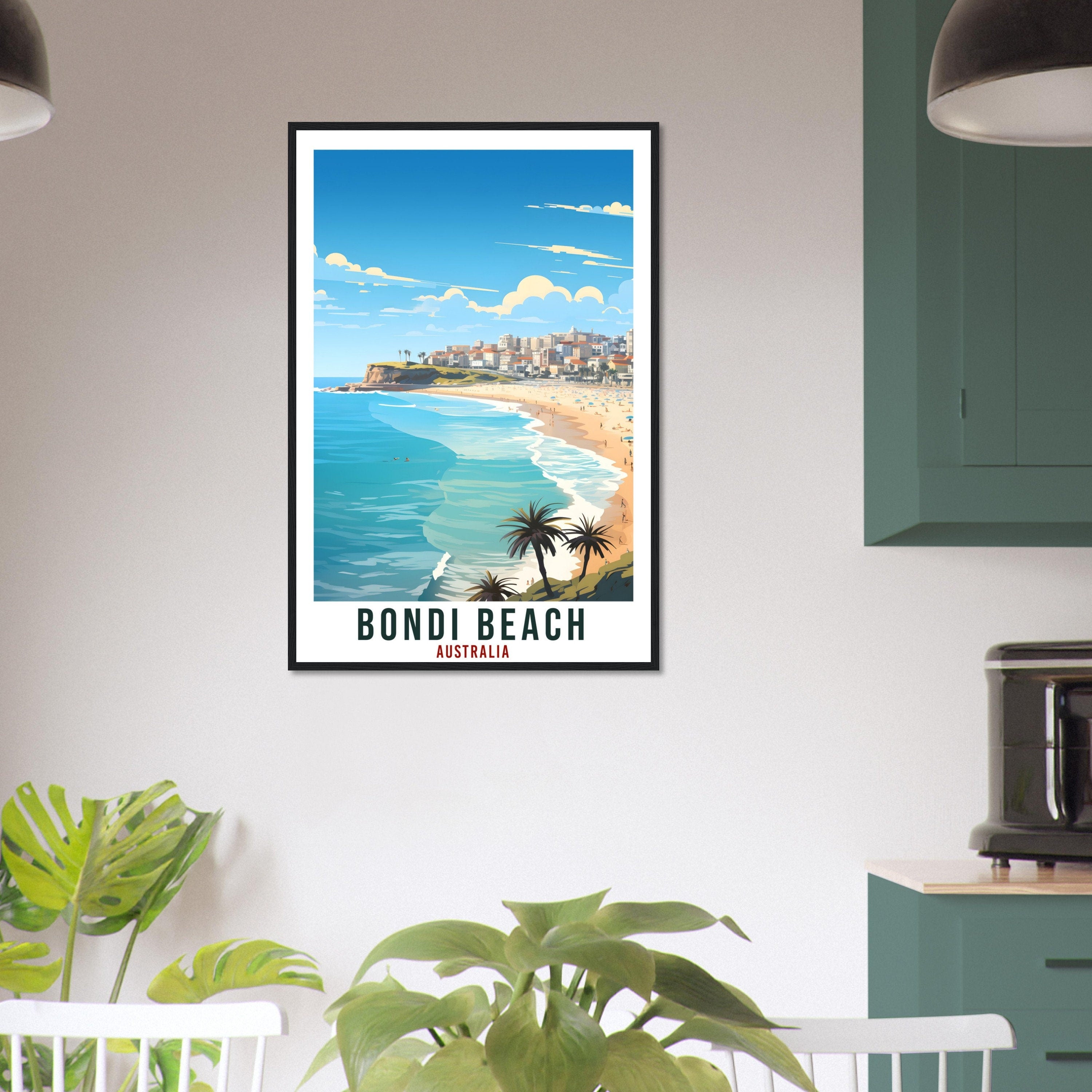 Bondi Beach Travel Poster Wall Art Bondi Beach Australia Artwork Wall Hanging Art Gifts Bondi Beach Travel Print Australian Art Lovers Gift