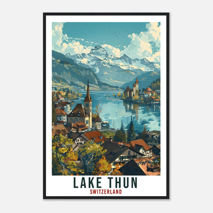 Lake Thun Travel Print Swiss Wall Art Wall Hanging Home Living Décor Lake Thun Gift Art Lovers Gift Switzerland Artwork Swiss Travel Poster