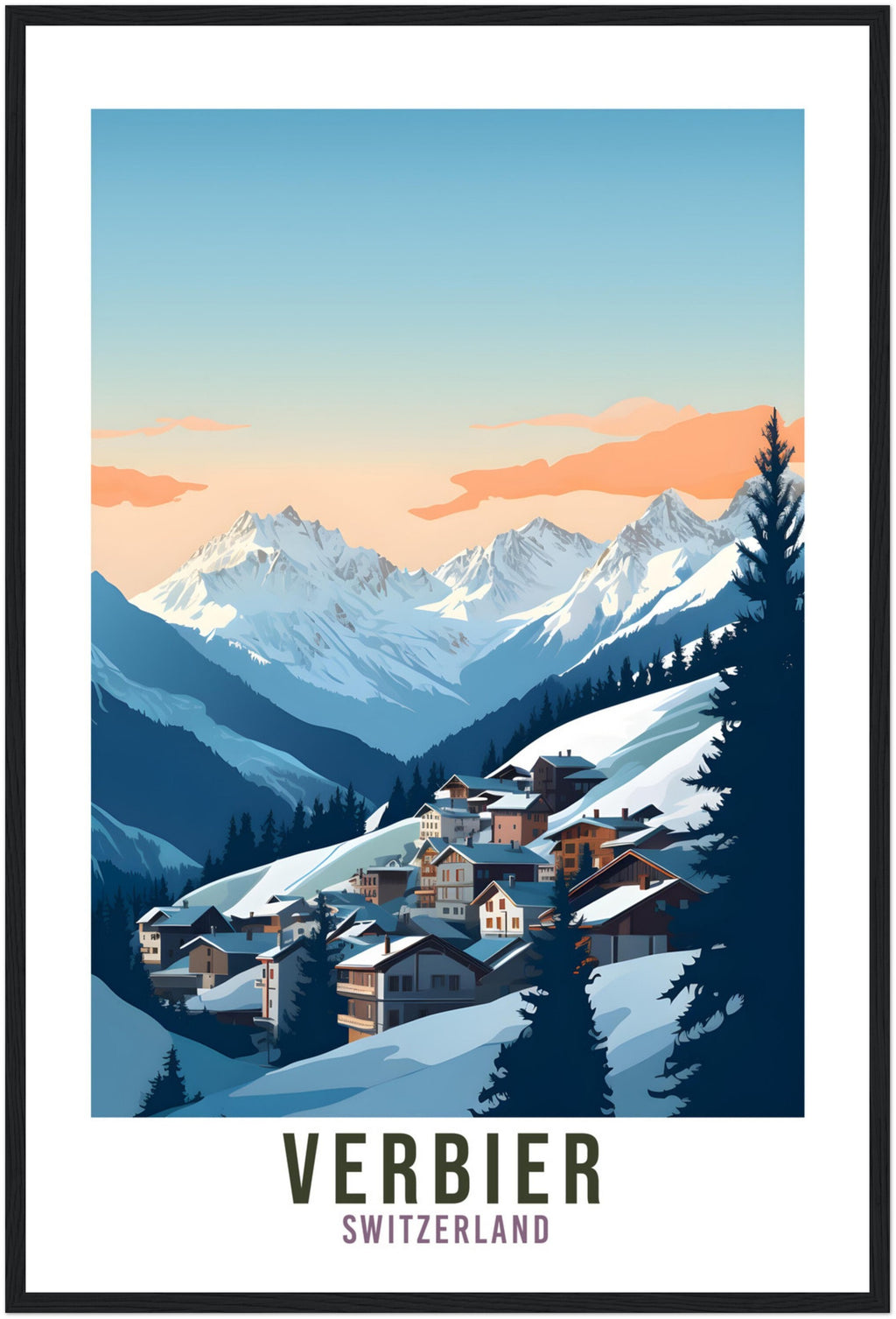 Verbier Travel Print Wall Art Verbier Home Decor Switzerland Gift Holiday Verbier Art Print Verbier Travel Poster Swiss Mountain Landscape
