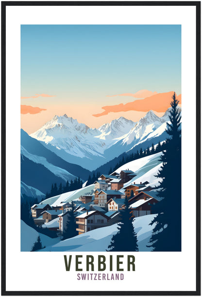 Verbier Travel Print Wall Art Verbier Home Decor Switzerland Gift Holiday Verbier Art Print Verbier Travel Poster Swiss Mountain Landscape