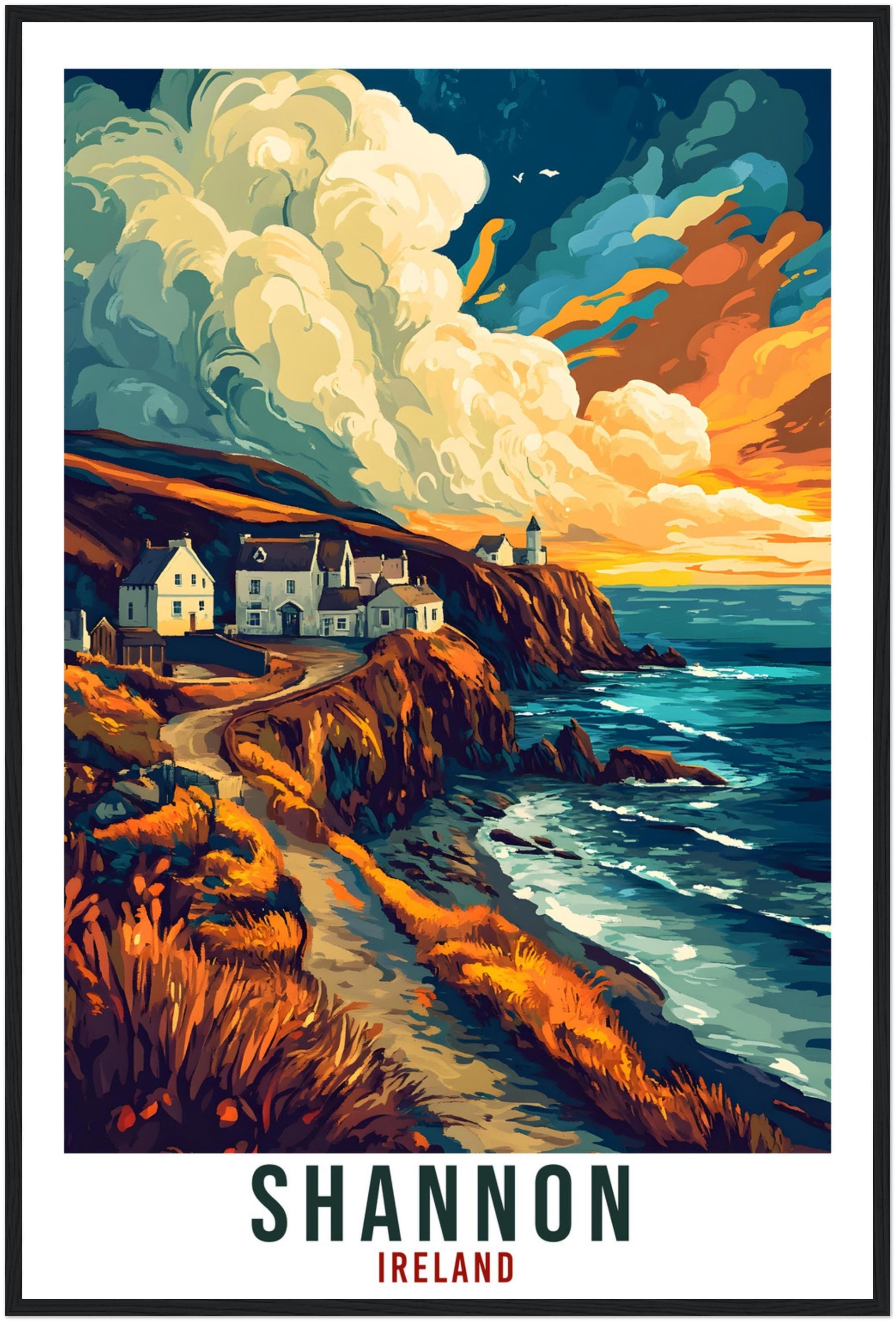 Shannon Travel Print Ireland Home Decor Co Clare Wall Art Wall Hanging Art Lover Irish Artwork Travel Poster Shannon Ireland Travel Art