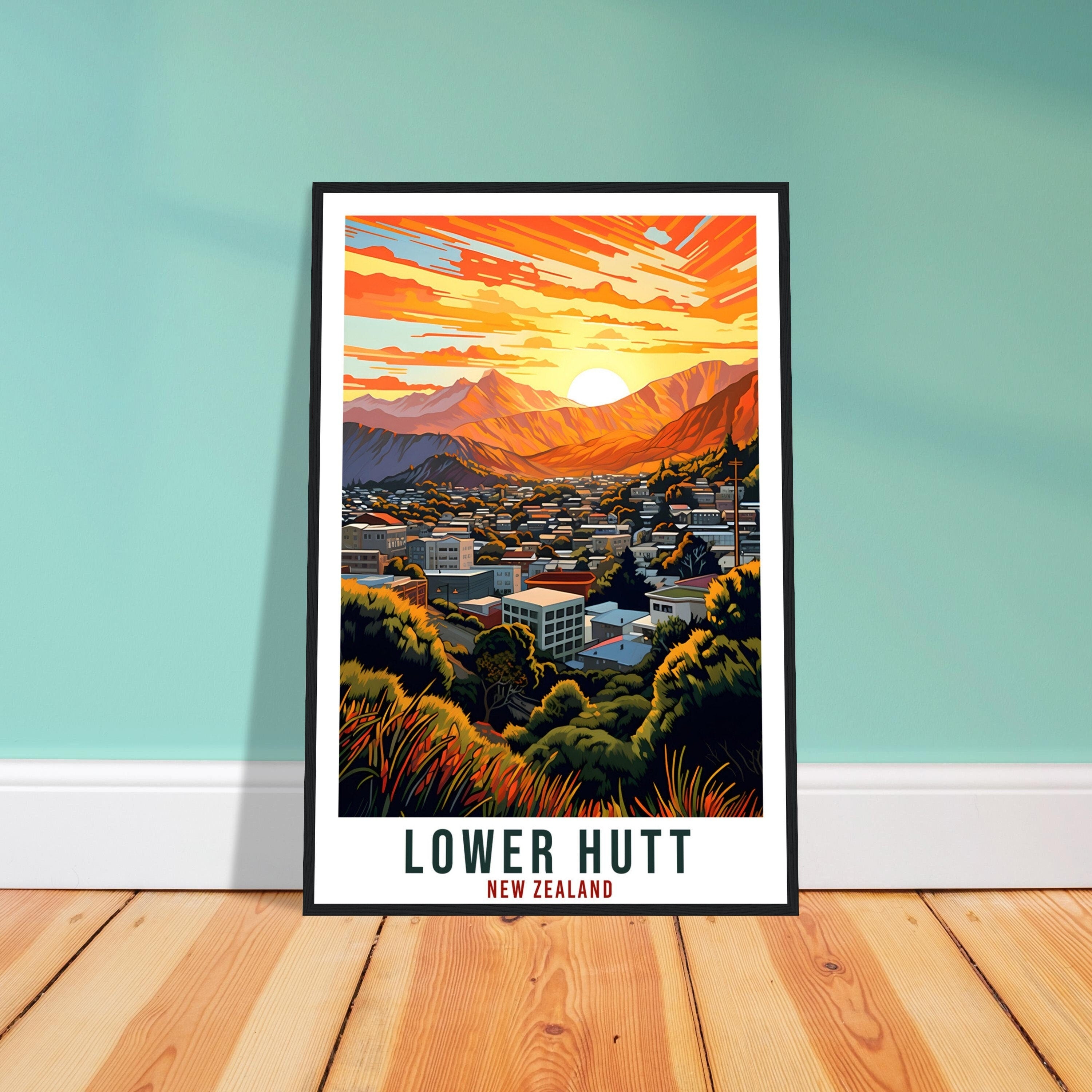 Lower Hutt Travel Print Wall Art Lower Hutt New Zealand Home Decor Artwork Art Gift Lower Hutt Travel Poster New Zealand Art Lovers Gift
