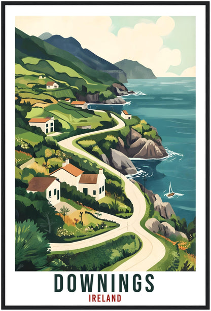 Downings Travel Print Ireland Home Decor Downings Wall Art Wall Hanging Art Lover Irish Artwork Travel Poster Downings Ireland Travel Art