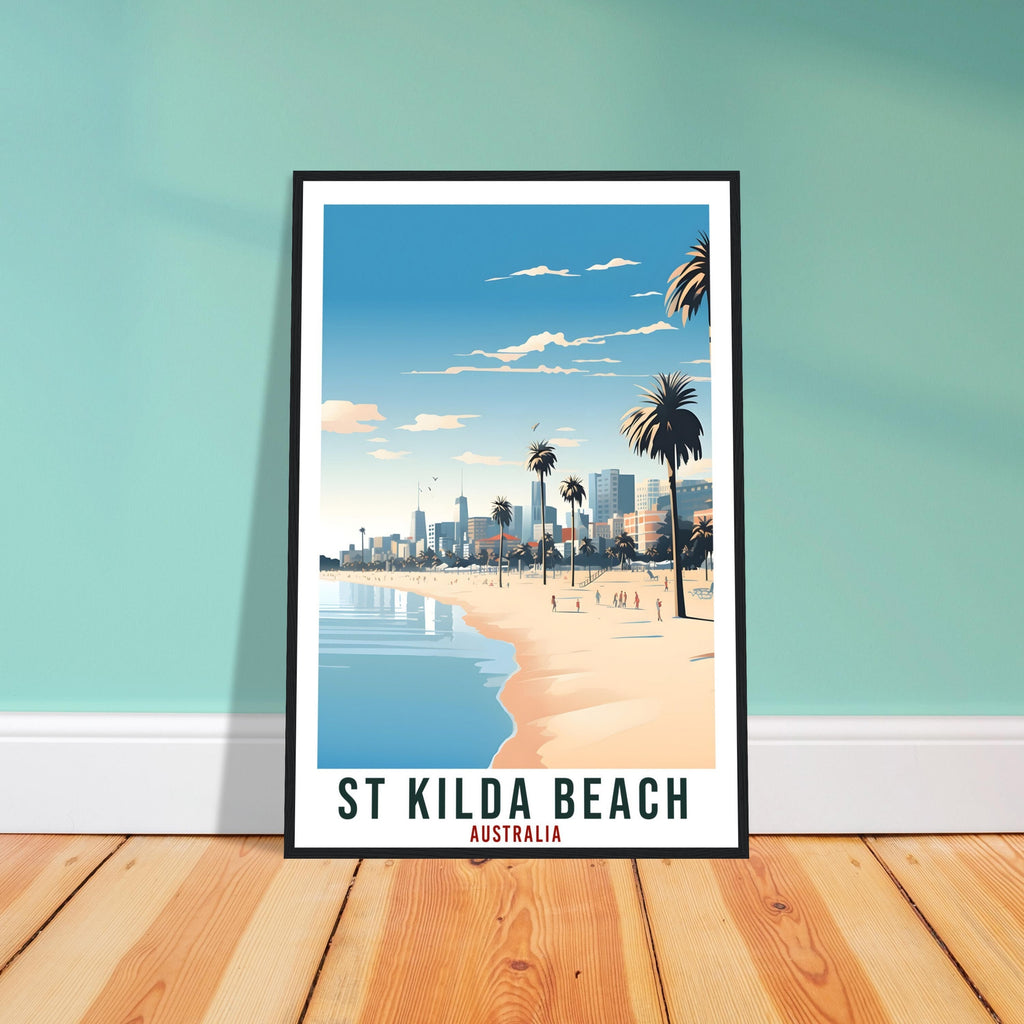 St Kilda Beach Travel Poster Wall Art St Kilda Australia Artwork Wall Hanging Perth Art Gift St Kilda Beach Travel Print Australian Art Gift