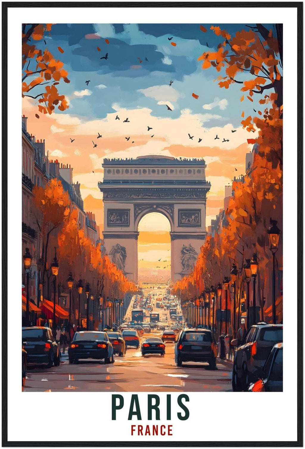 Paris Travel Print France Home Decor Paris Wall Art Gift Wall Hanging Champs-Élysées Paris France Artwork Travel Poster Arc De Triomphe Art