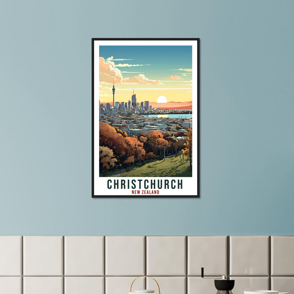 Christchurch Travel Print Wall Art Christchurch New Zealand City Landscape Artwork Christchurch Travel Poster New Zealand Art Lovers Gift