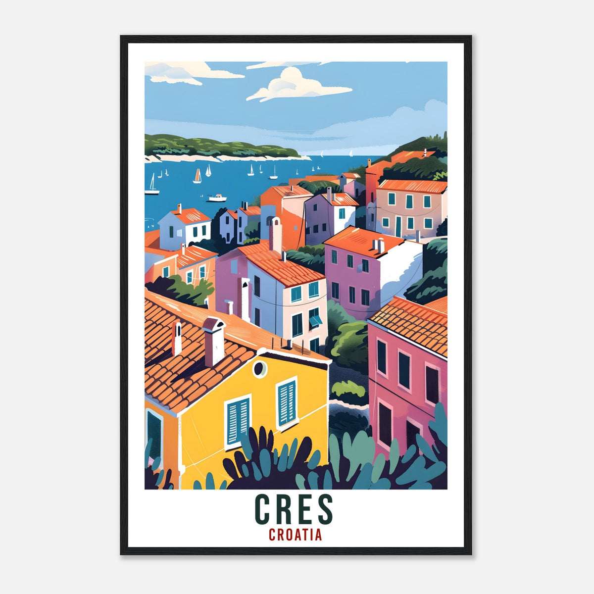 Cres Island Travel Print Croatia Wall Art Wall Hanging Home Décor Cres Gift Croatia Landmark Artwork Gift Cres Croatia Holiday Travel Poster